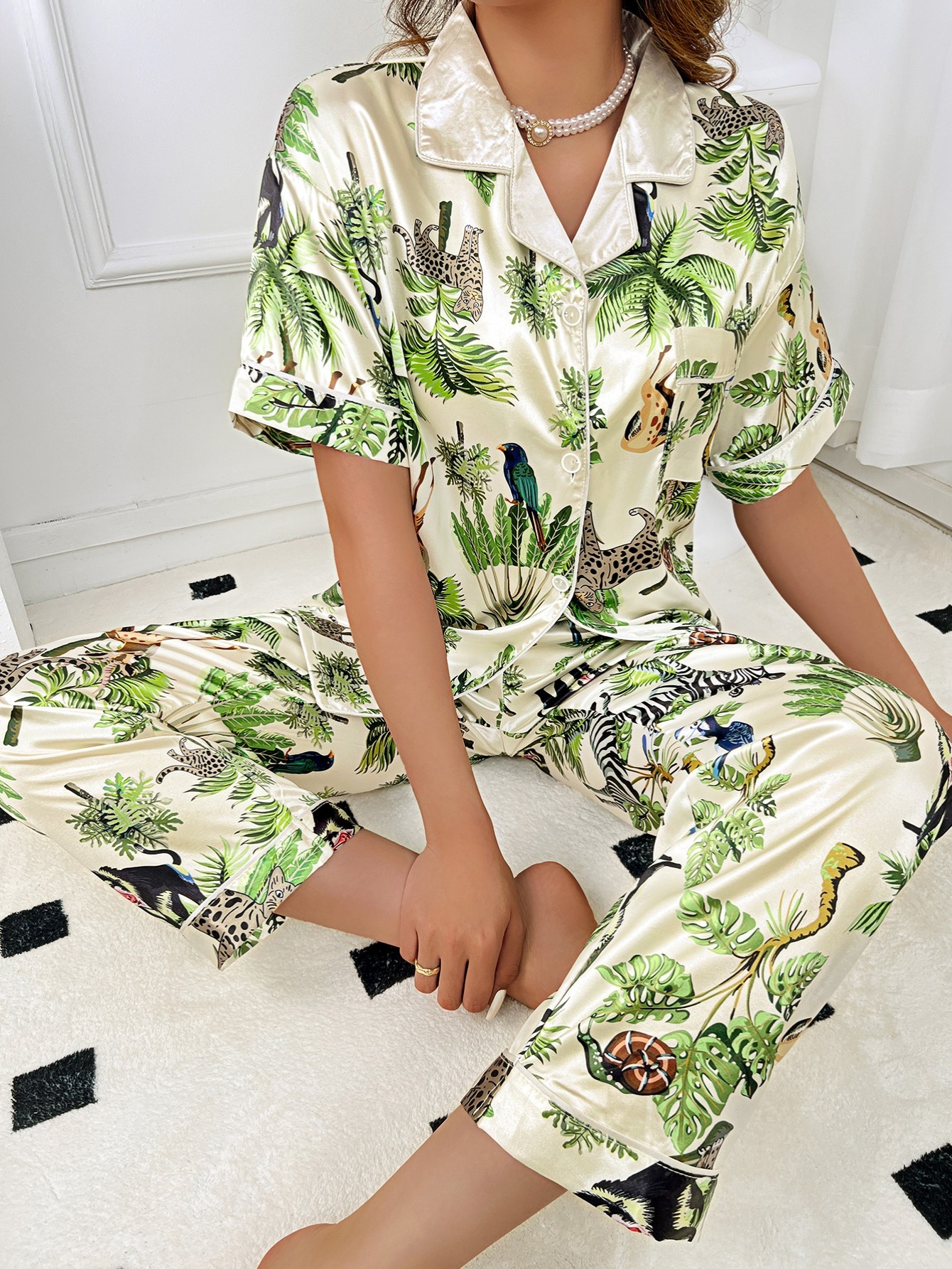 Plant Print Pajamas sold on Temu United States