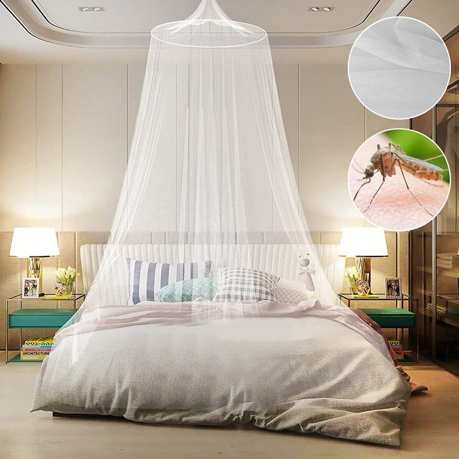 TEMU Net Bed Canopy, Anti- Polyester Fabric Dome Netting For Single Beds, Bedroom Decor, No Opening