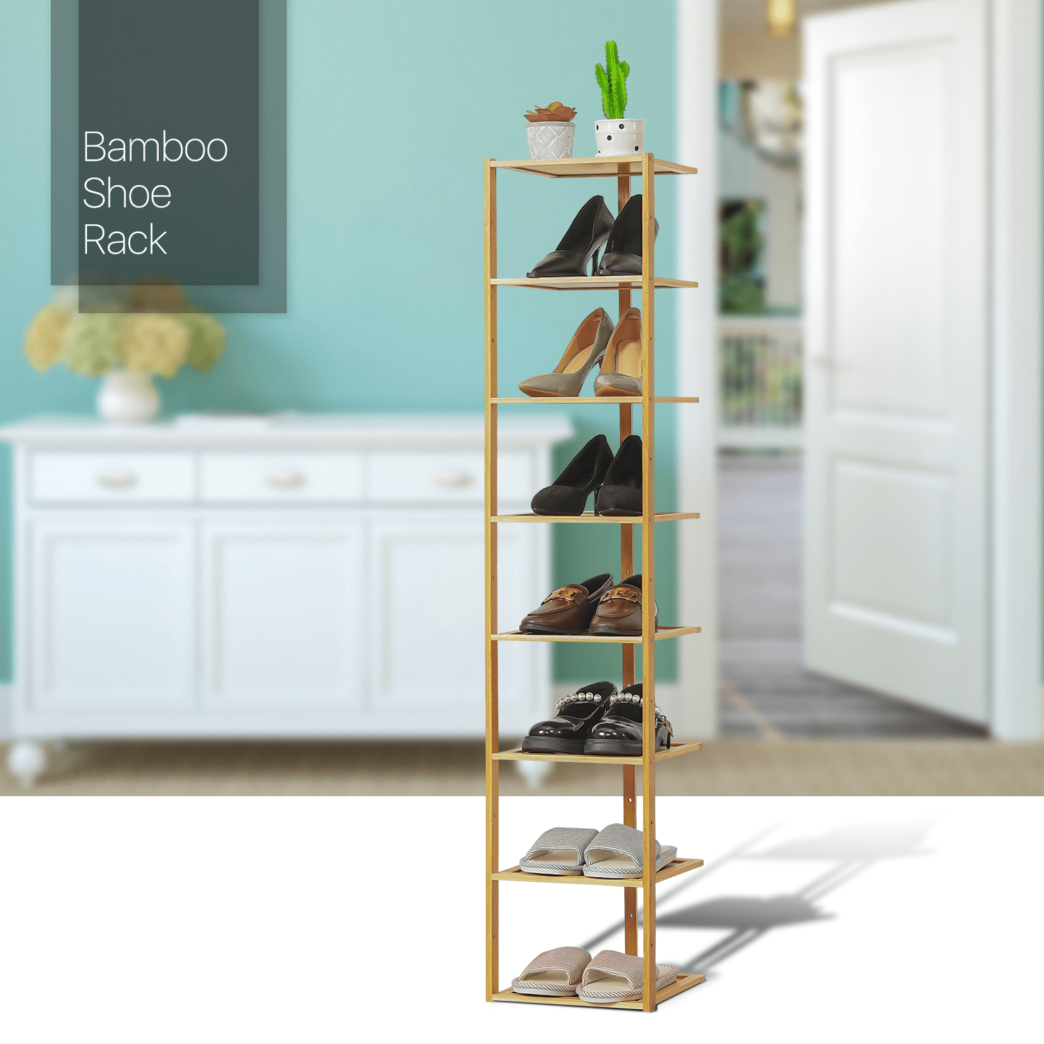 tier shoe rack bamboo narrow vertical single Temu