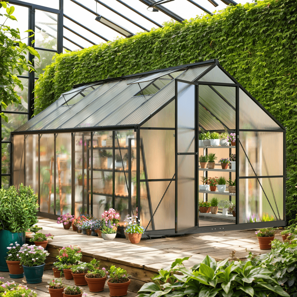 

Polar Aurora 8'x14' Aluminum-framed Polycarbonate Greenhouse, Quick Assembly, Walk-in Design With Ventilated Windows For Outdoor Backyard Gardening