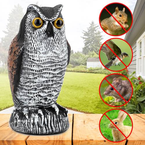 simulation owl decoy statue plastic deterrents outdoor garden yard decoration for birds squirrels and