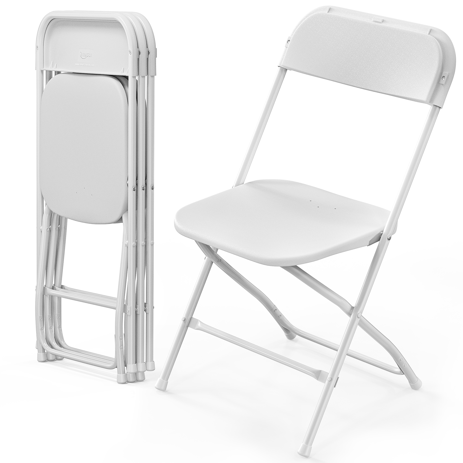 

4/6/10 Pack White Plastic Folding Chair, Indoor Outdoor Portable Stackable Commercial Seat With 350lb. Capacity For Events Office Wedding Party Picnic Kitchen Dining