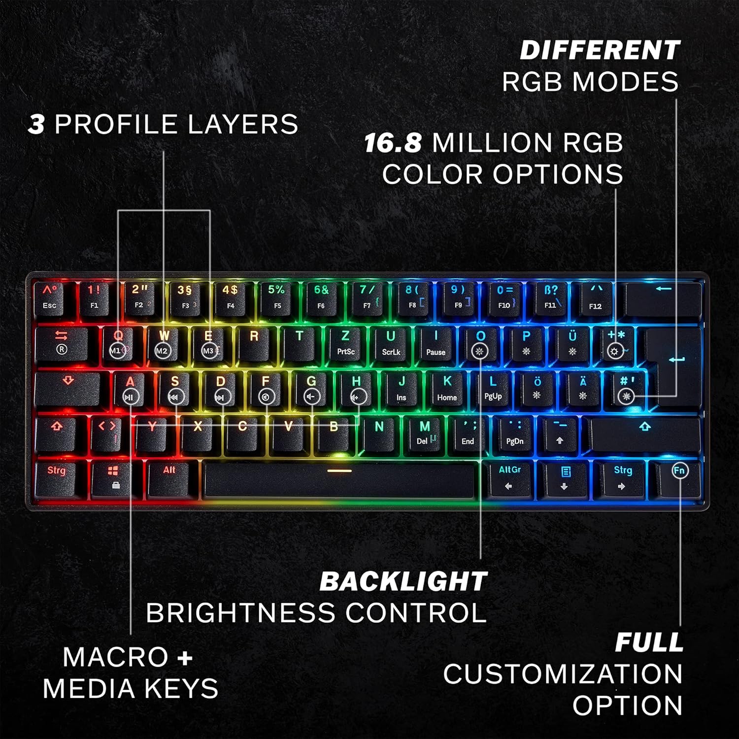 

Compact Size Mechanical Gaming Rgb Keyboard Wired 60 Mechanical Gaming Keyboard Rgb Ultra-compact Red Switch Black