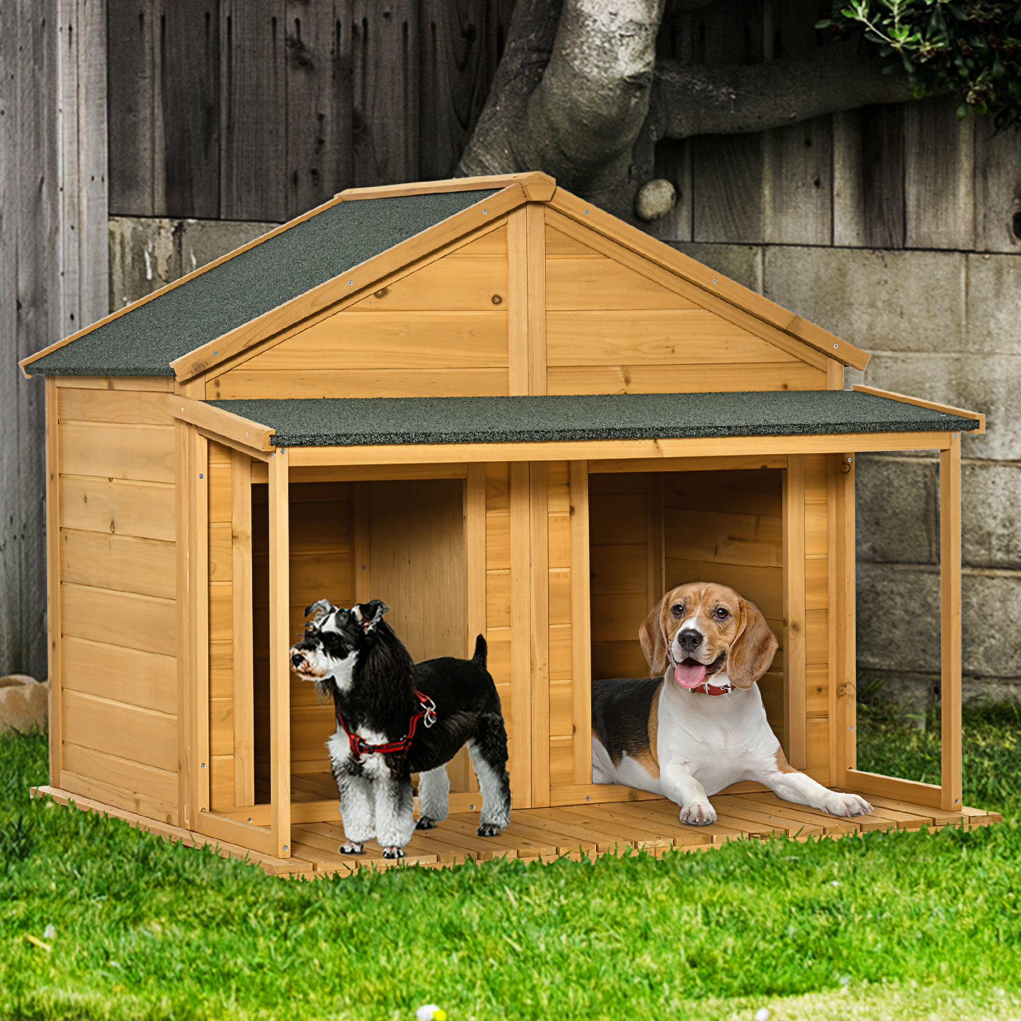 Wooden Dog House Outdoor 2 Medium Small Dogs Cabin Temu