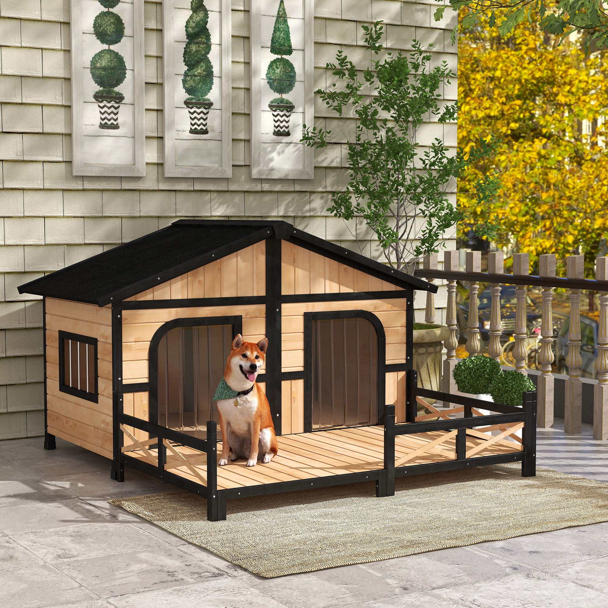 Dog House Outdoor Double Large Wooden Dog Kennel Temu