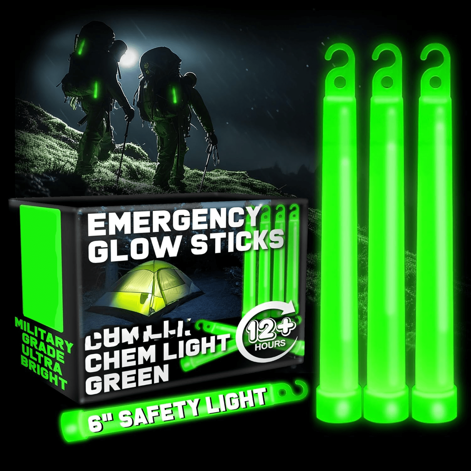 TEMU 6pcs Bright 6 Inch Large Sticks - Chem Lights Sticks With 12 Hour - 10 Pcs Camping Glow Sticks, Sticks For - Glowsticks For Parties And Activities.