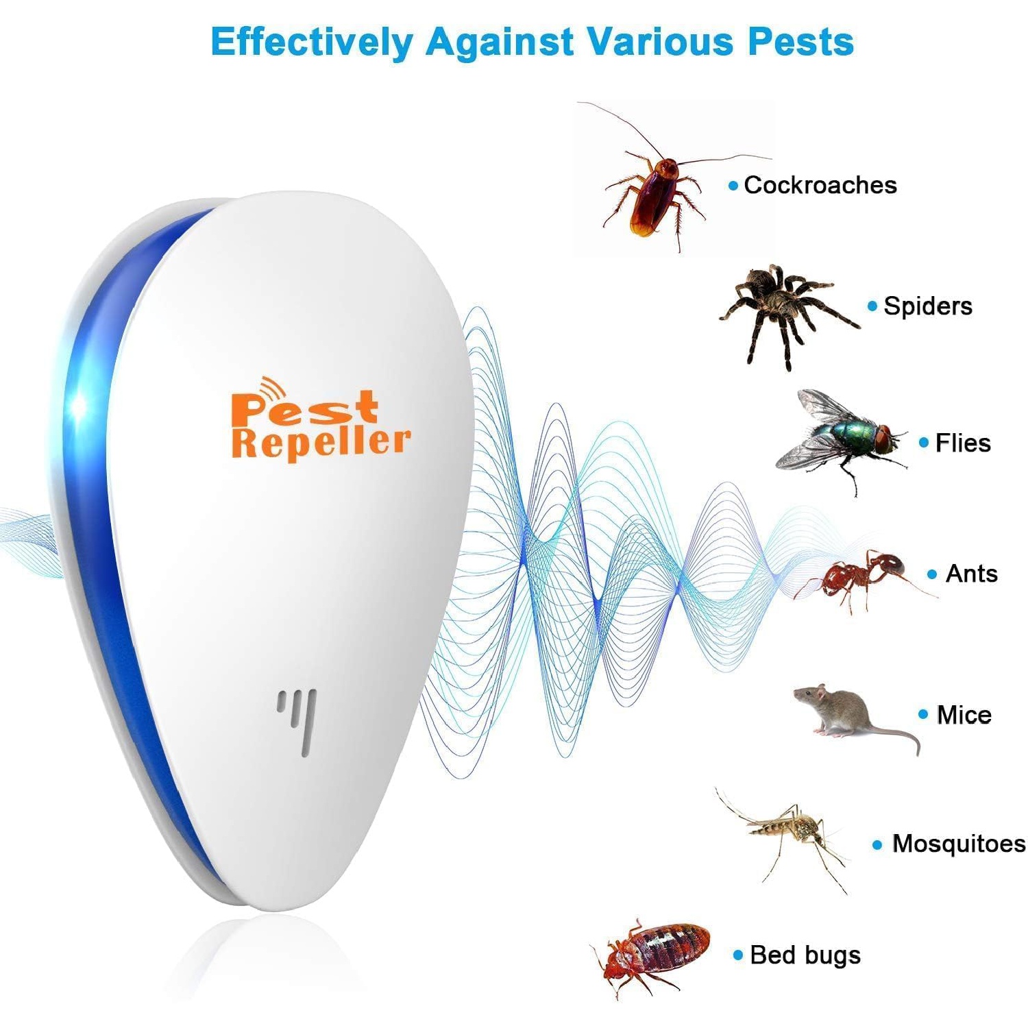   ultrasonic plug in pest repellent indoorfor flea insects mosquitoes rats mice spidersants roaches bugs non   pest repellerhumans and   pest control for home office work 1