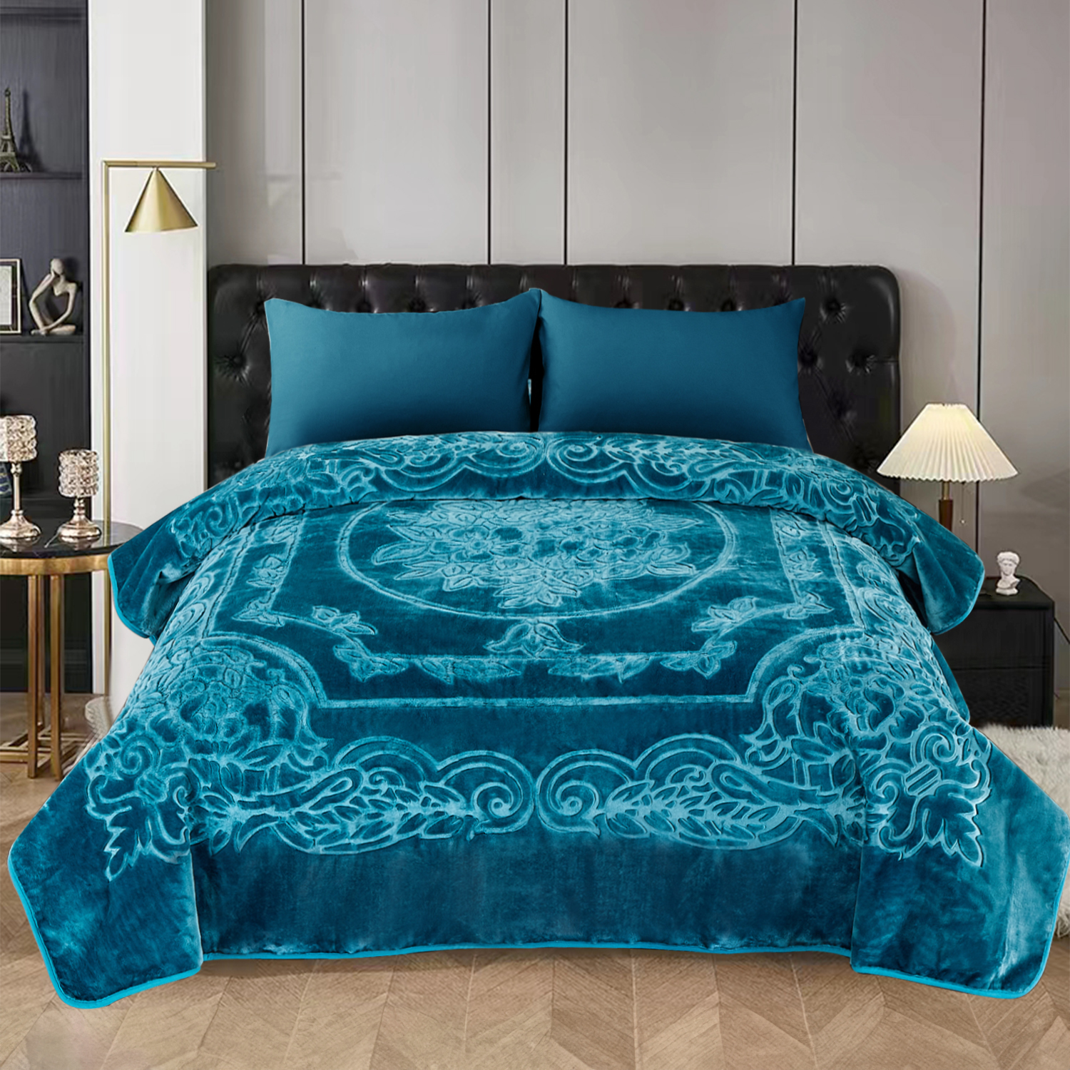 

Fleece Blanket King Size, Heavy Korean Mink Blanket 85 X 95 Inches- 9 Lbs, Single Ply, Soft And Warm, Thick Printed Mink Blanket For Autumn, Winter, Bed, Home, Gifts, Teal