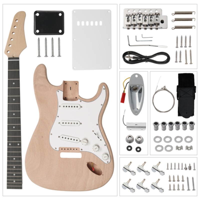 

Diy 6 String Electric Guitar Kits With Mahogany Body, Maple Neck And Accessories