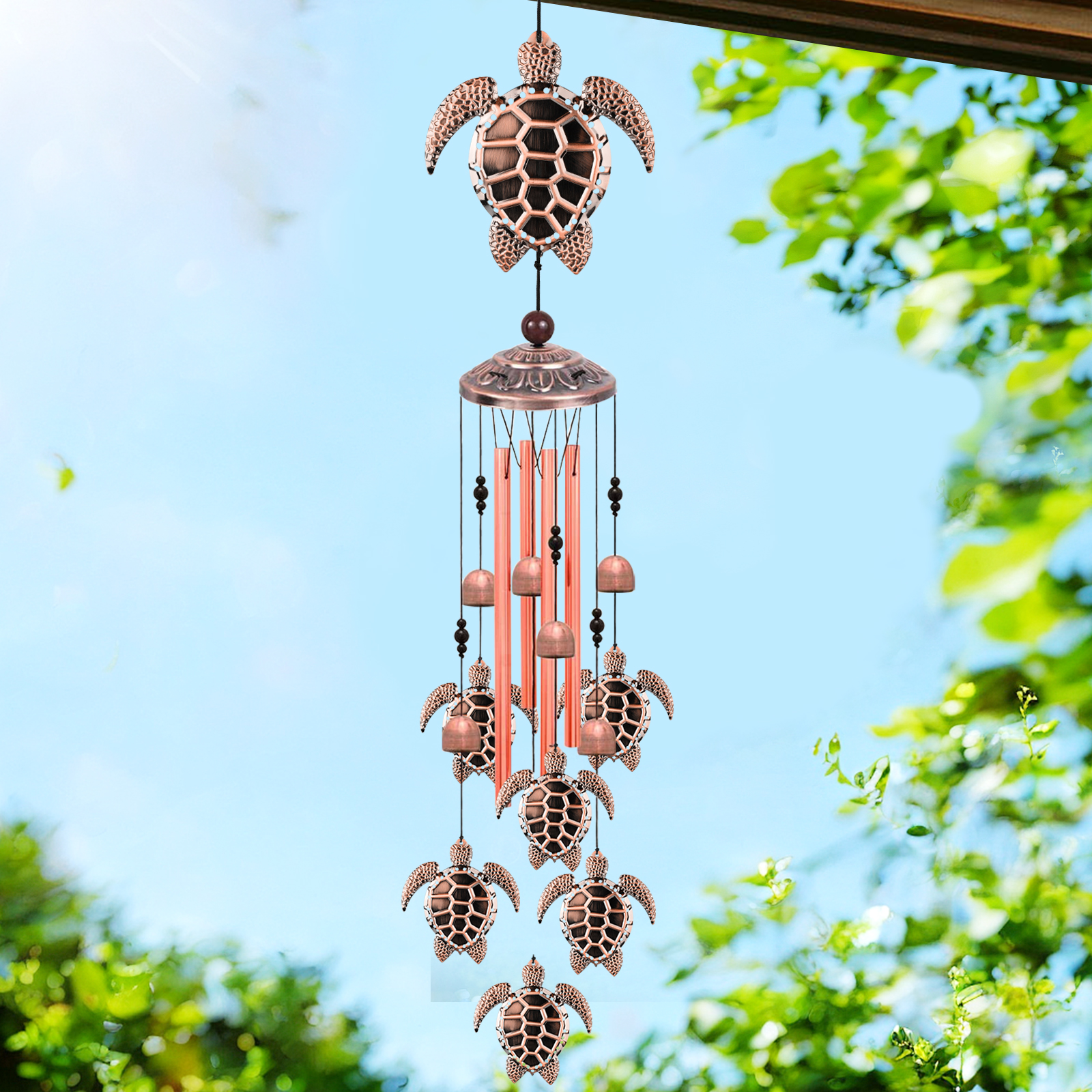 

Vintage Metal Turtle Wind Chime, Garden Sea Turtle Wind Chimes Outdoor Decor, With Tubes, Bells And