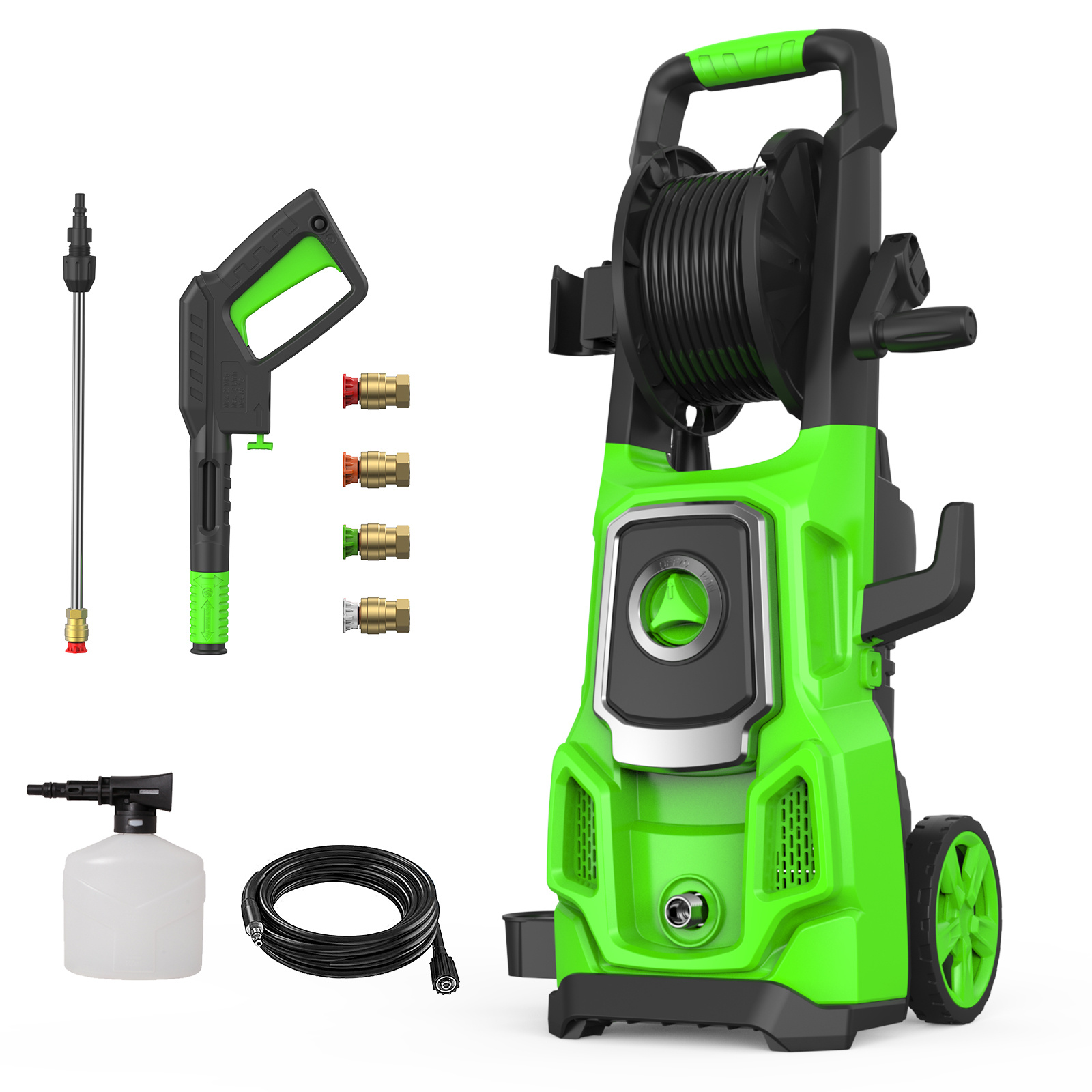 

Aspiron 4000psi Max 2.6 Gpm Electric High Pressure Washer, Power Washer With Hose Reel, Car Wash Machine With 4 Quick Connect Nozzles, Foam Cannon, For Cars, Patios, And Floor Cleaning