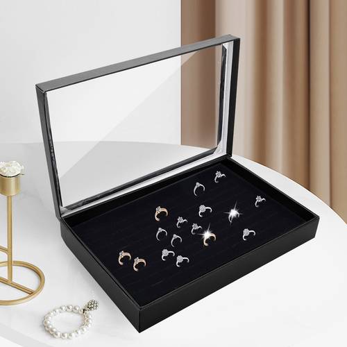 100 slot ring organizer box with transparent lid jewelry display box for studs earrings ring tray holder showcase