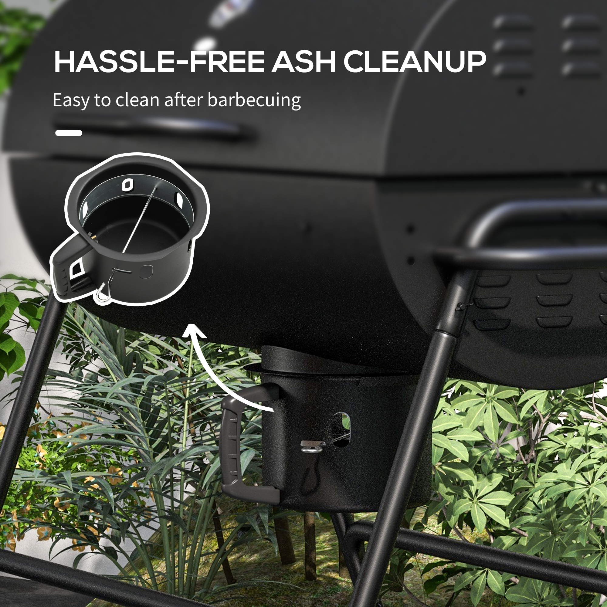 Ash & Ember Jumbo Park Style Charcoal Grill – 384 Sq In Cooking Area, Adjustable Grate Height