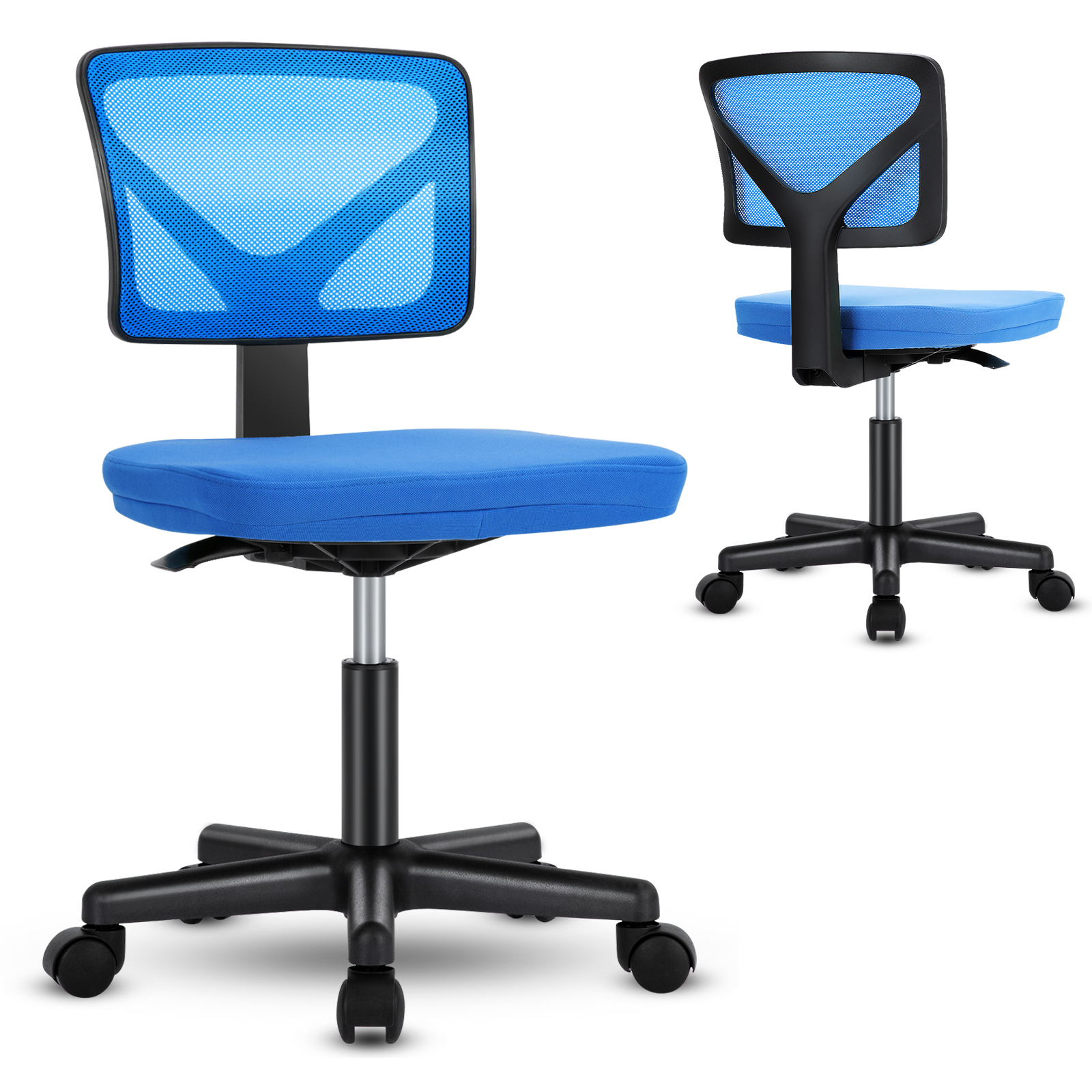 TEMU Jhk Armless Desk Wheels Cute Home Office , Ergonomic Adjustable Swivel Rolling Task, Comfy Mesh Mid Back Computer Work Vanity Chair For Small Spaces