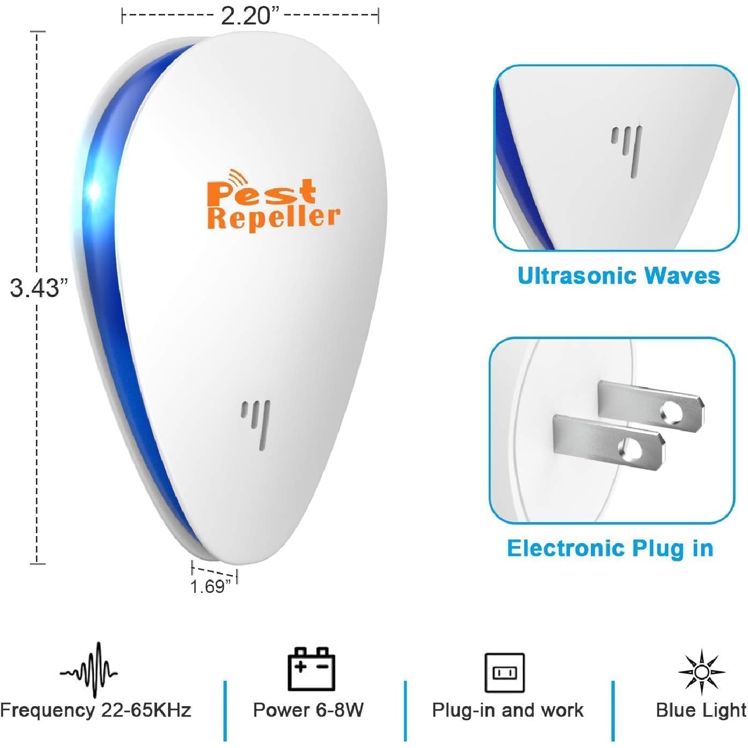   ultrasonic plug in pest repellent indoorfor flea insects mosquitoes rats mice spidersants roaches bugs non   pest repellerhumans and   pest control for home office work 2