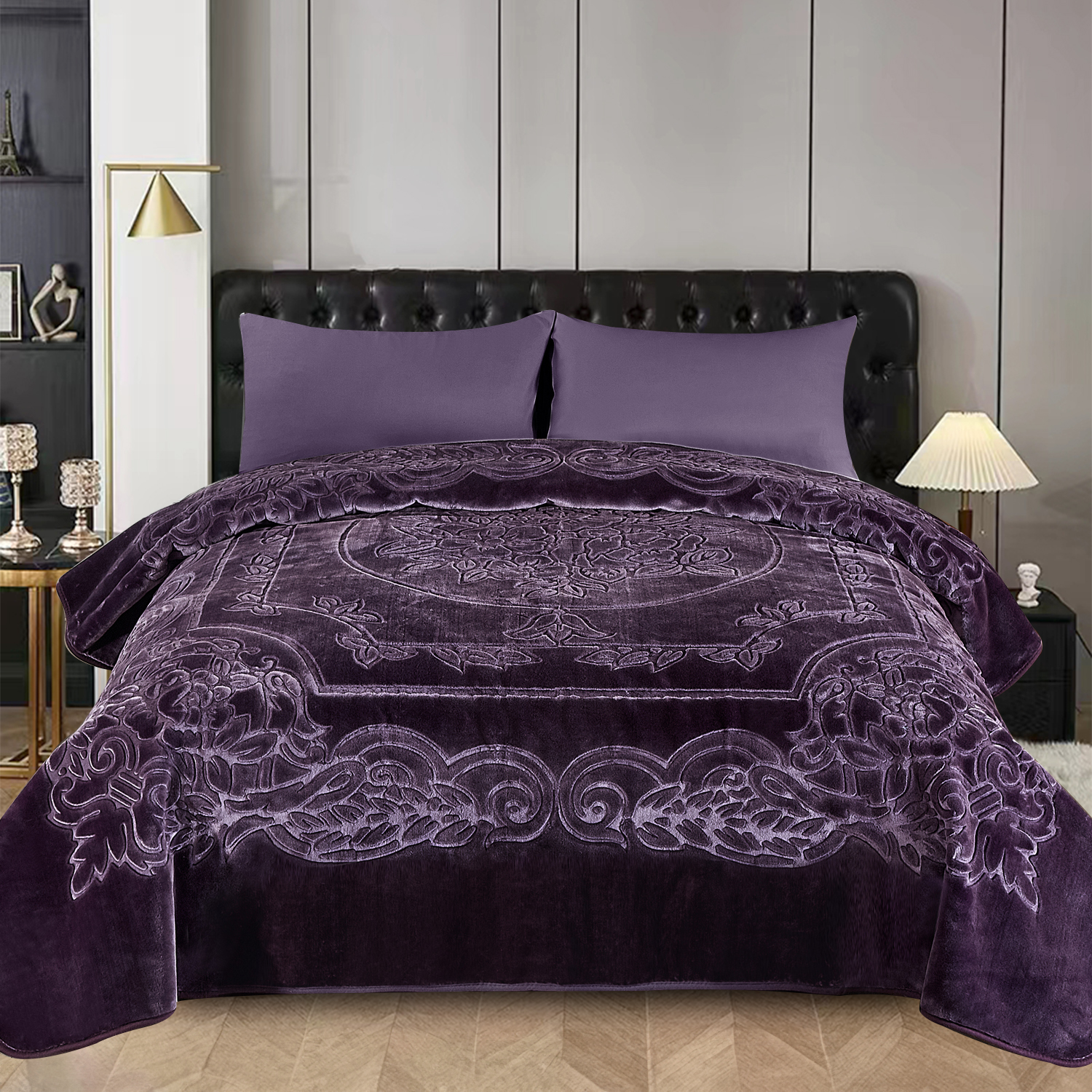 

Fleece Blanket King Size, Heavy Korean Mink Blanket 85 X 95 Inches- 9 Lbs, Single Ply, Soft And Warm, Thick Printed Mink Blanket For Autumn, Winter, Bed, Home, Gifts, Purple