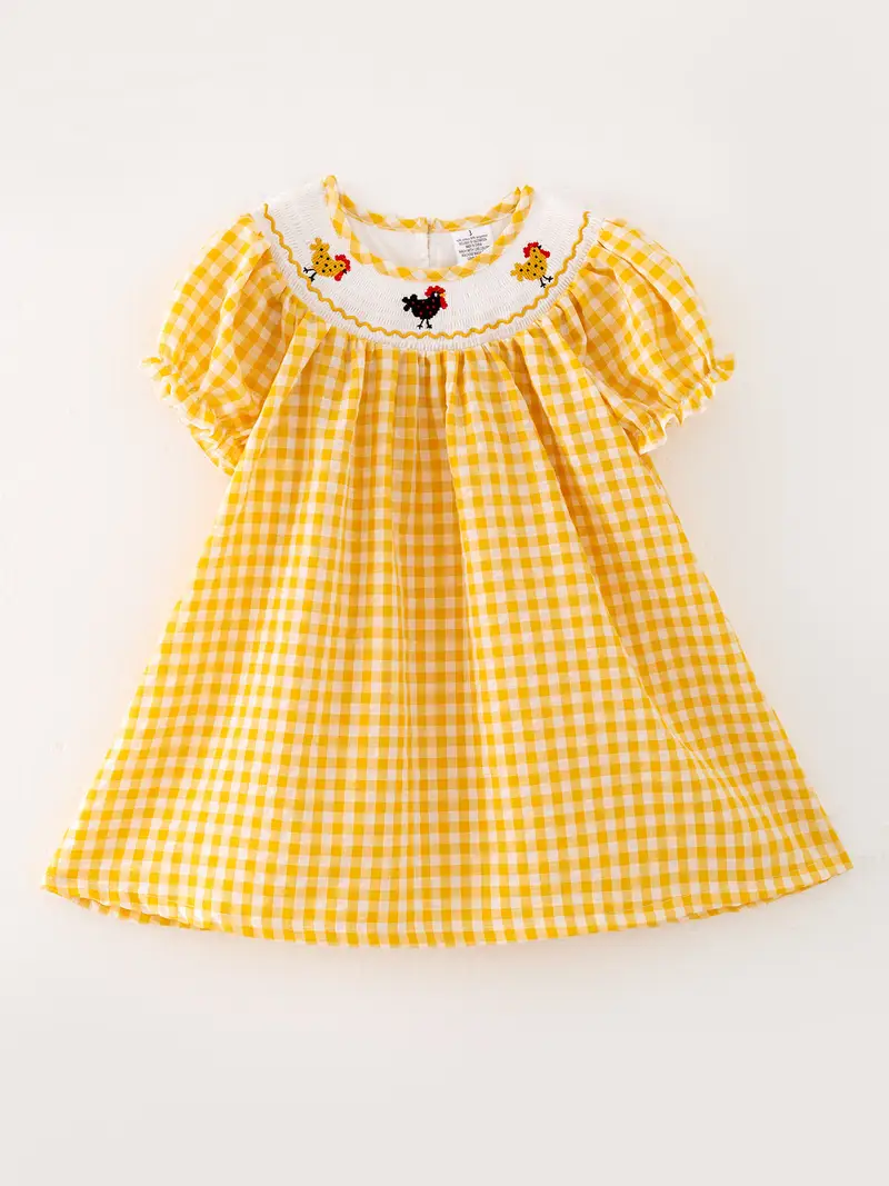 girls cotton smocked dress farm chicken embroidery - Temu girls cotton smocked dress farm chicken embroidery - Temu