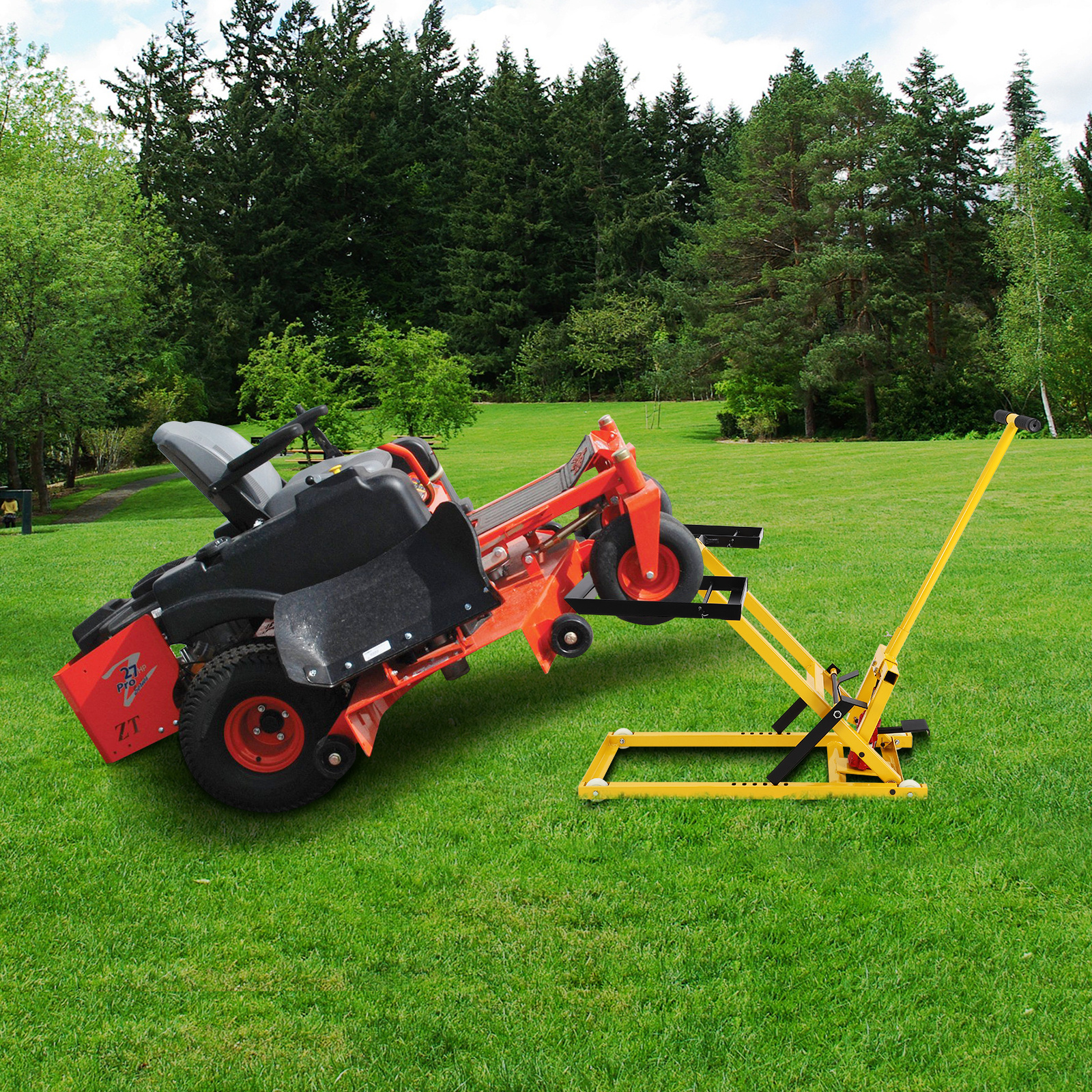 T- Lawn Mower Lift With Hydraulic Jack For Riding Tractors Turn Lawn ...