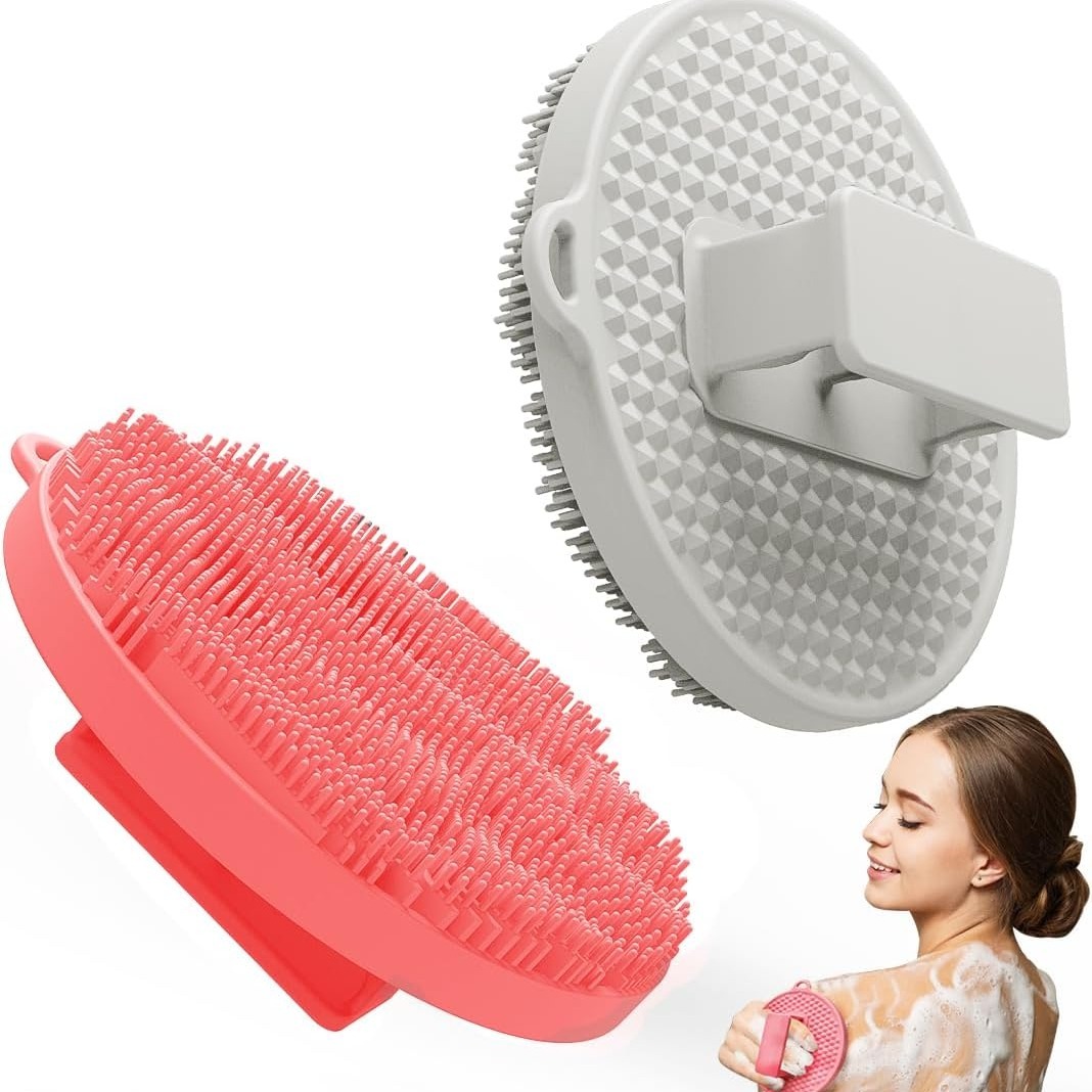 

2 Pack Exfoliating Silicone Body Brush Scrubber Handheld Bath Skin Massager Easy To Clean Shower Scrubber For All Kinds Of Skin