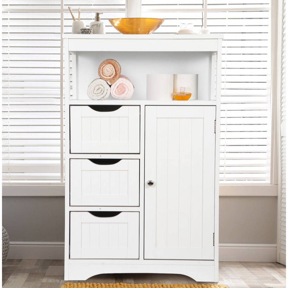 Bathroom Floor Cabinet Storage Organizer Adjustable Shelf With 1 ...