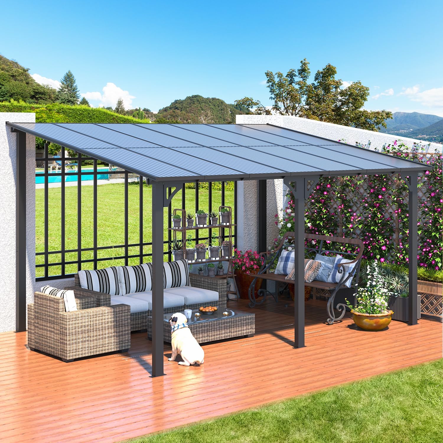 

Gazebo For Patio, To Gazebo Pergola With Roof, Large Wall-mounted Heavy Duty Awnings For Patio, Decks, Backyard And More