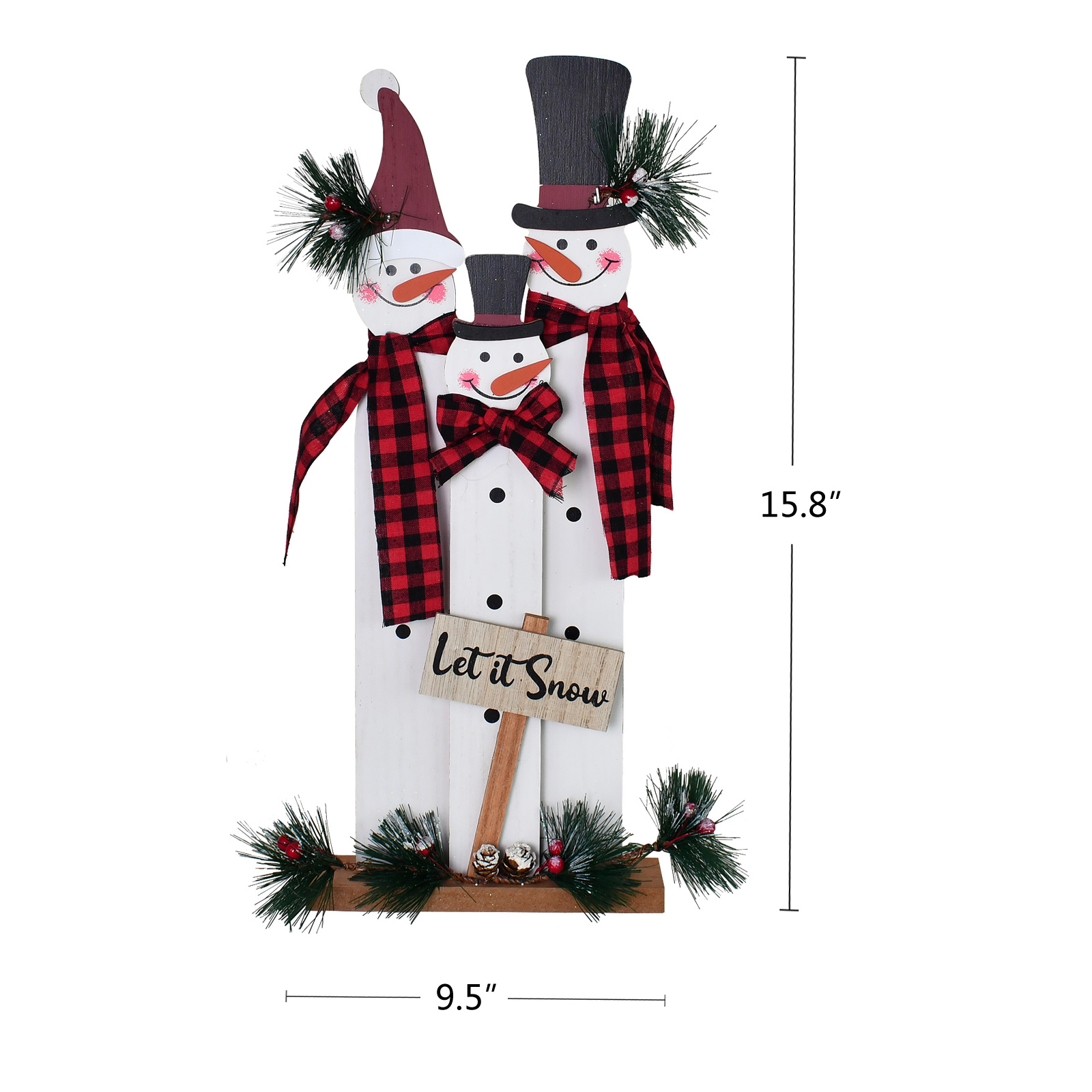 

15.8" Tall Wooden Snowman Family Sign Tabletop Centerpieces Merry Christmas Snowman Figurines Winter Indoor Outdoor Decorations 15.8" X9.5" X 2.3