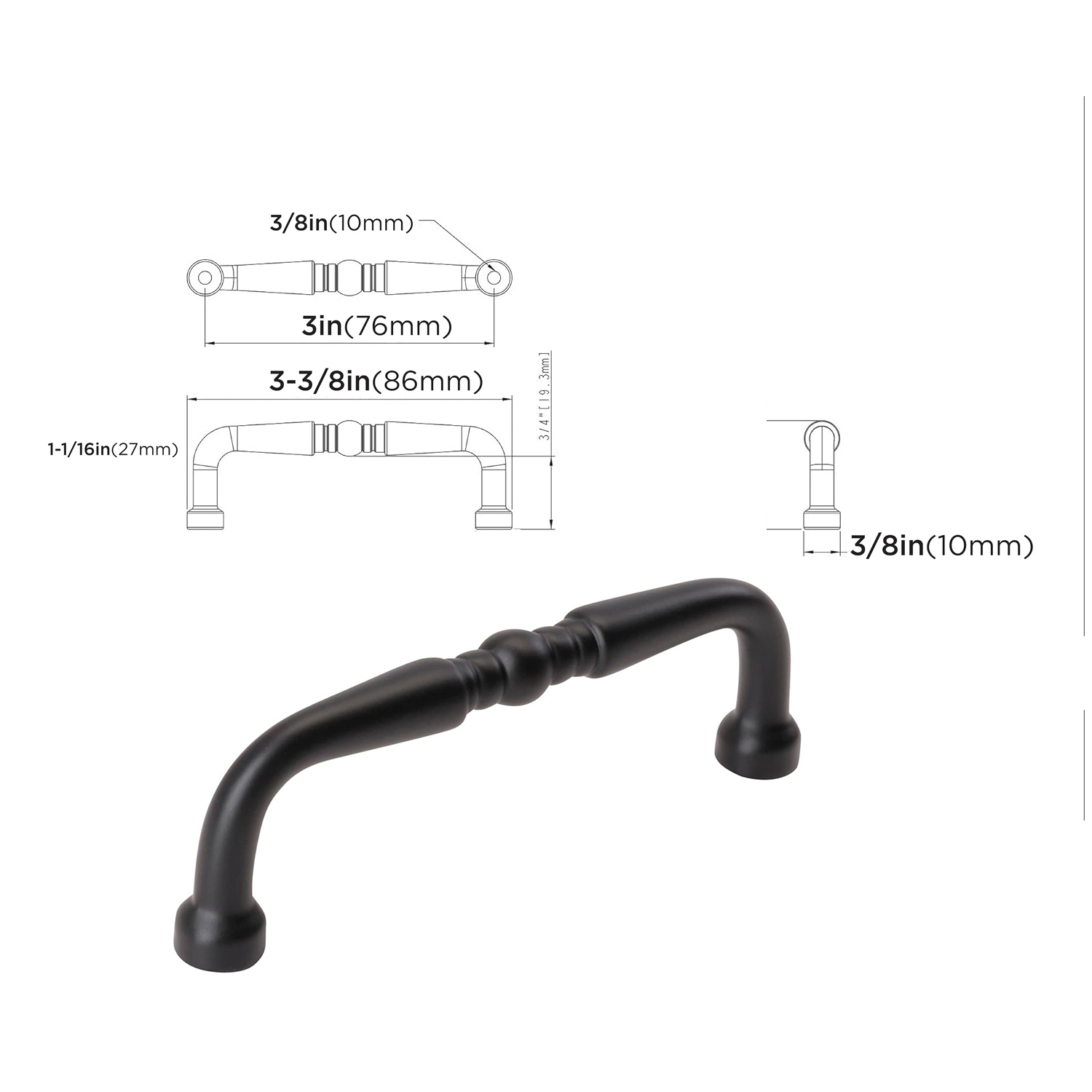 4 Pack Cabinet Pulls Kitchen Cabinet Handles With 3 Inch Hole Center