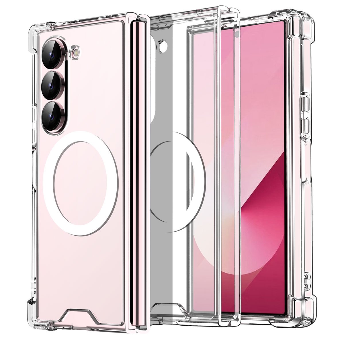 

For Samsung Galaxy Z Fold 6 5g (2024) Magnetic Clear Case Shockproof Ultra Slim Cover Transparent Shockproof Protection Magnetic Phone Case