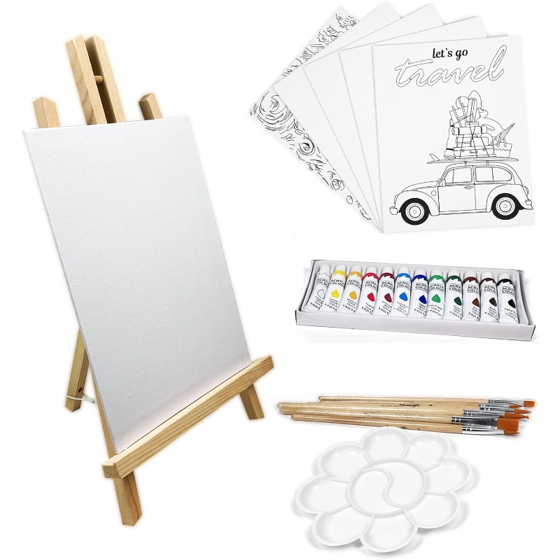 

25 Pieces Tabletop Wood Easel Set, Painting Easel Stand, Book Paper Stand