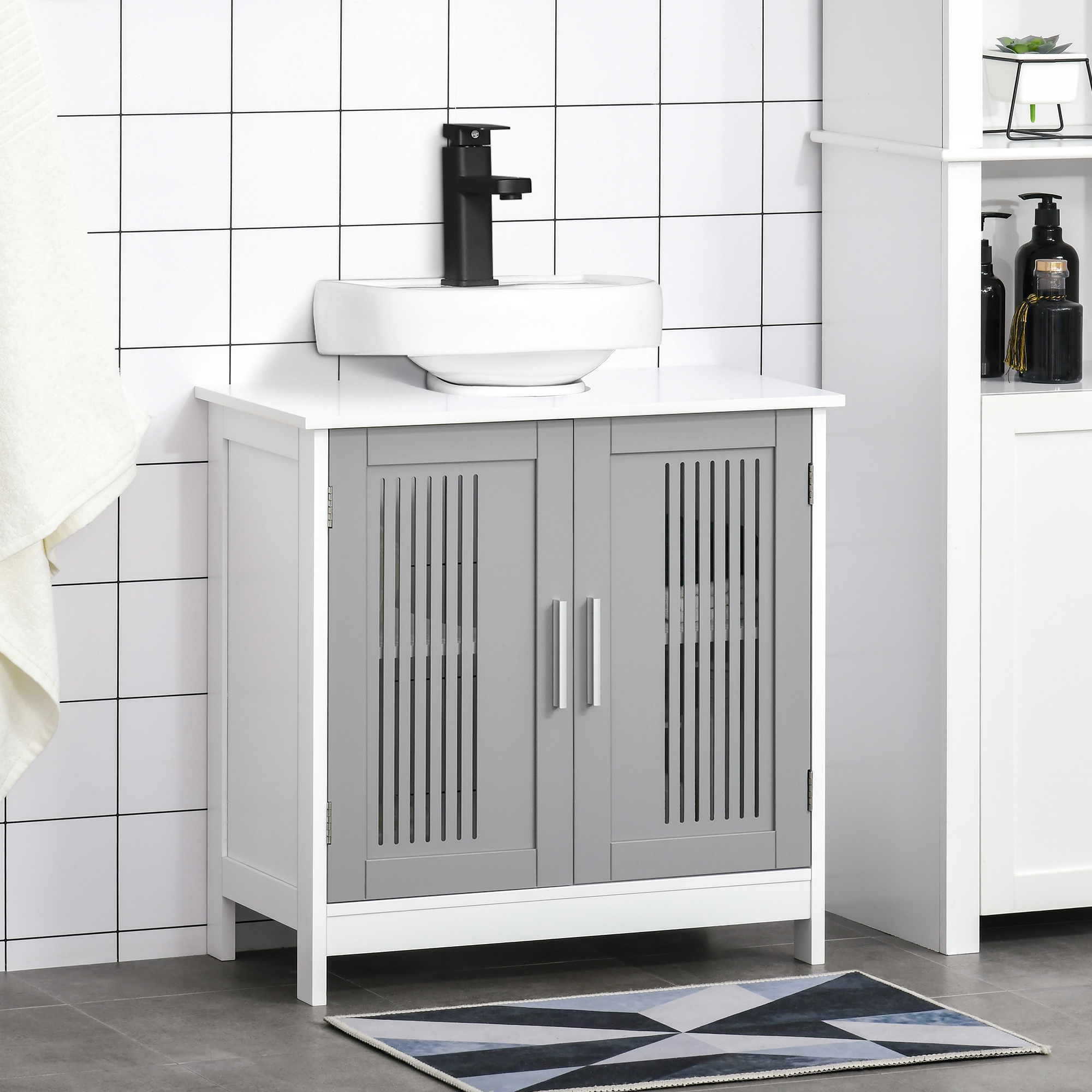 Modern Under Sink Cabinet With 2 Doors, Pedestal Under Sink Bathroom ...