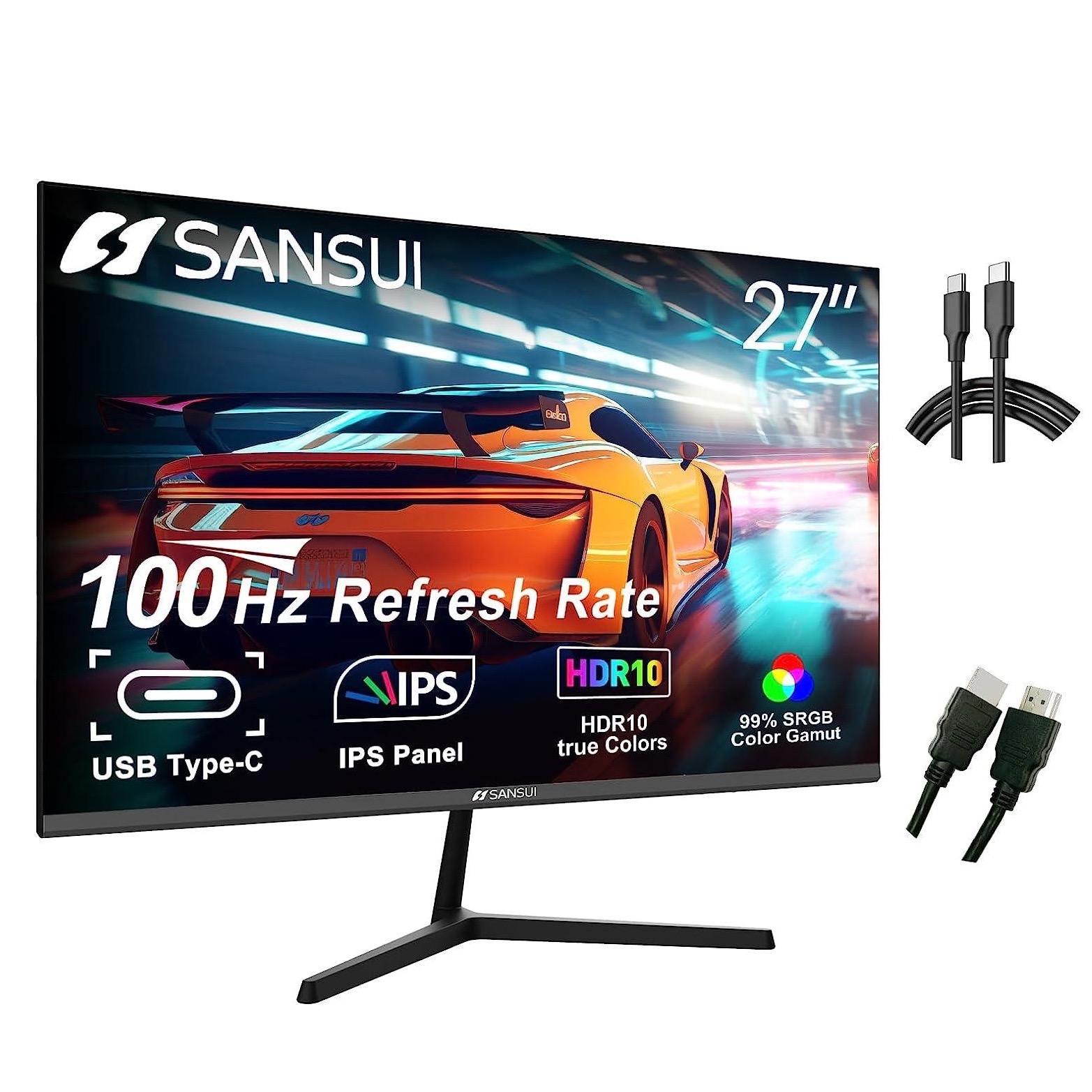 

Sansui Es-27x3 Monitor 27inch 100hz Type-c/dp Fhd Built-in Speakers (type-c Cables Included) Laptop Laptop