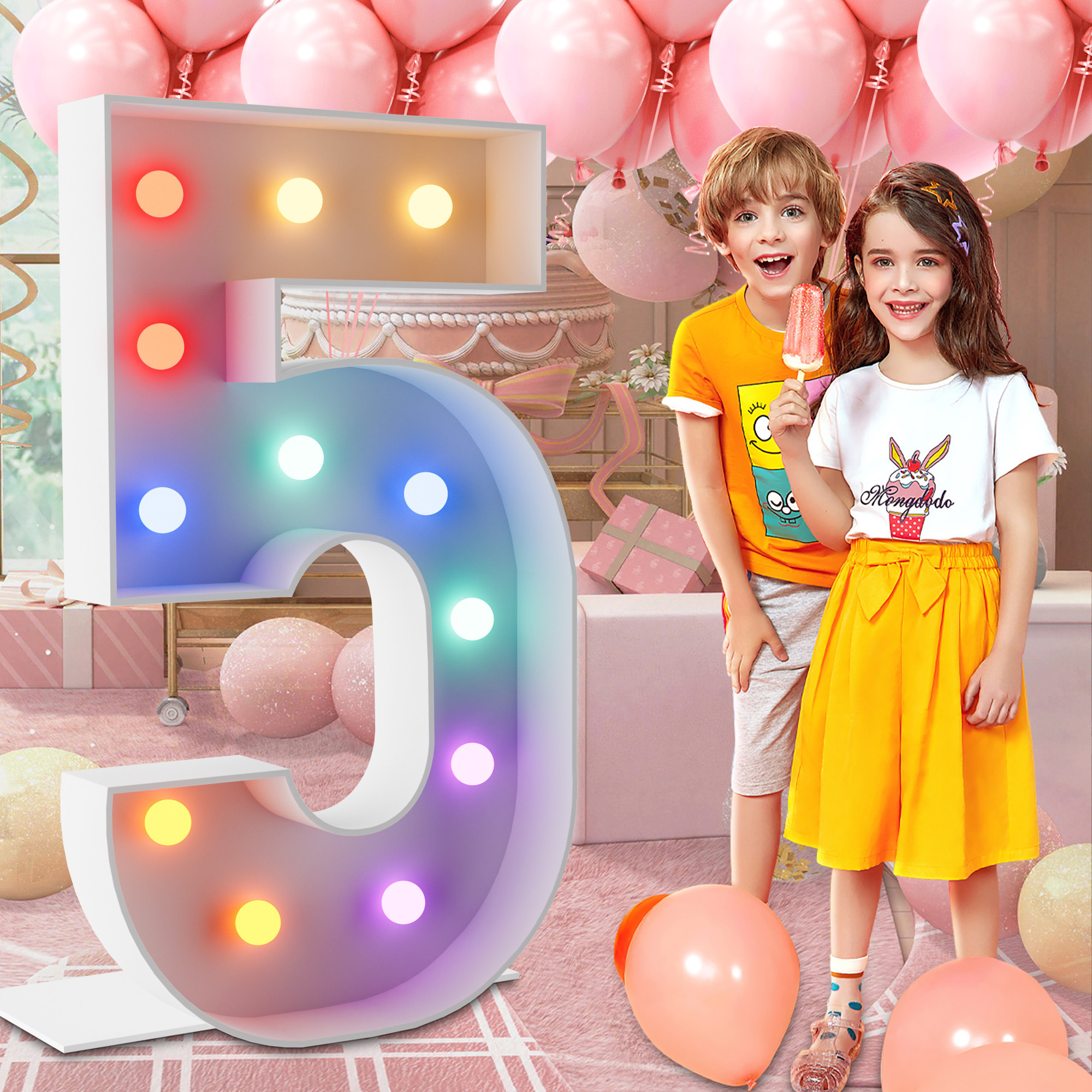 TEMU Marquee Numbers 4 Feet Tall 0-9 20 & 24 11 Colors & 3 Flash