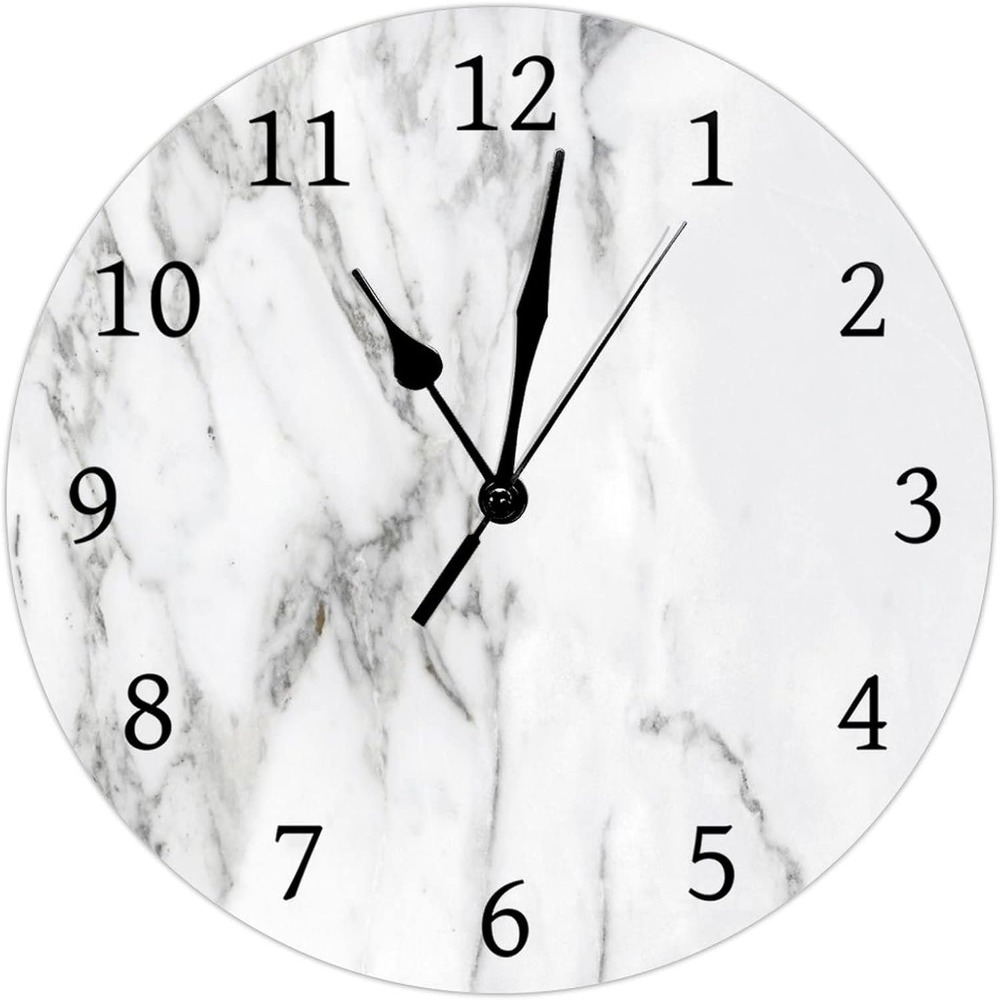 

Farmhouse Wall Clock Black And White Marble Operated Silent Non-ticking Round Clock 9x9 Inch For Home Kitchen Bathroom Bedroom Living Room Decor, Christmas Gifts, Best Friend Gift