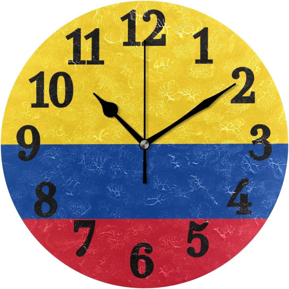 

Colombia Flag Round Wall Clock, Silent Non-ticking Easy To Read Decorative Battery Operated Wall Clock Art For Living Room Home Office School , Friend Gift, Best Friend Gift