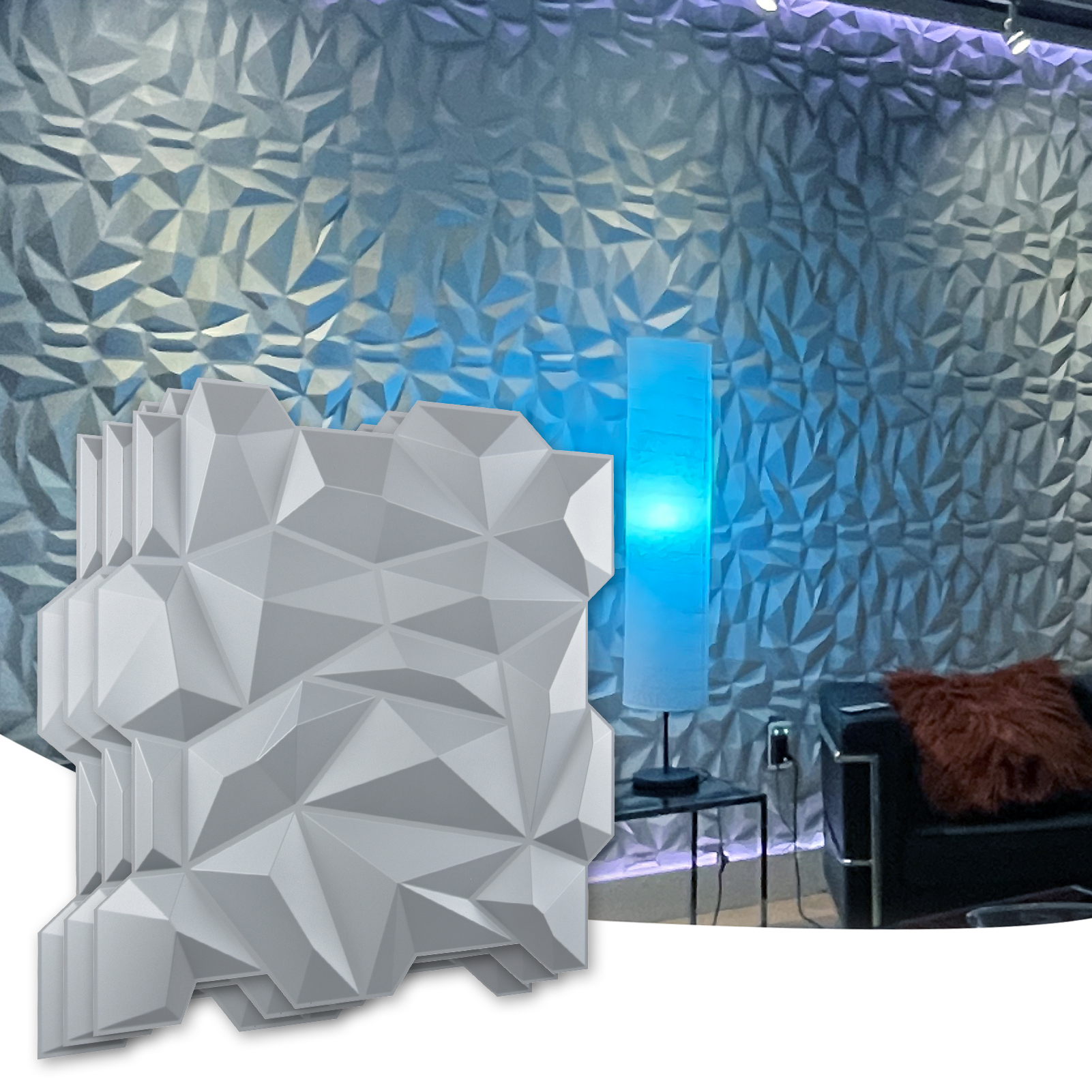 Pvc 3d Diamond Wall Panel Matching matt Silver Temu