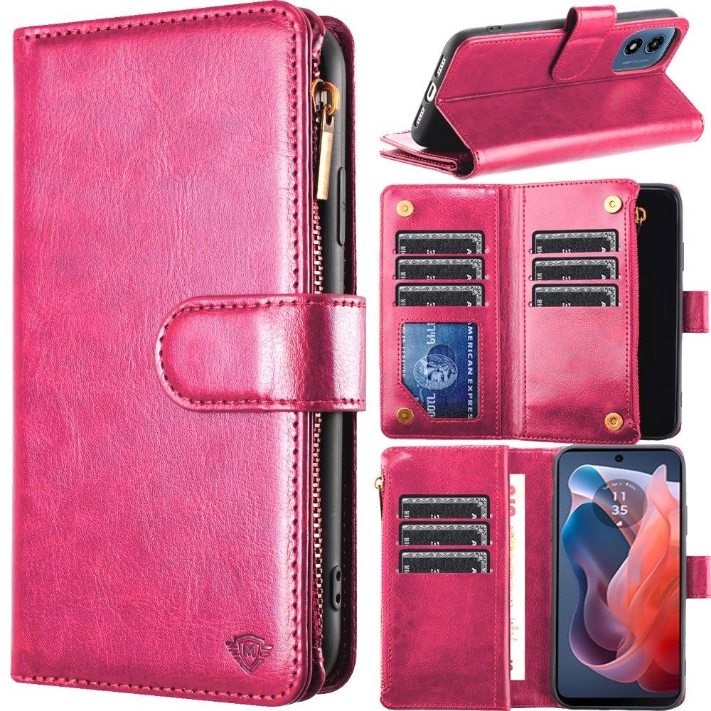 

For Motorola 4g (2024) Phone Case, Luxury Wallet Card Id Zipper Money Holder Case Cover