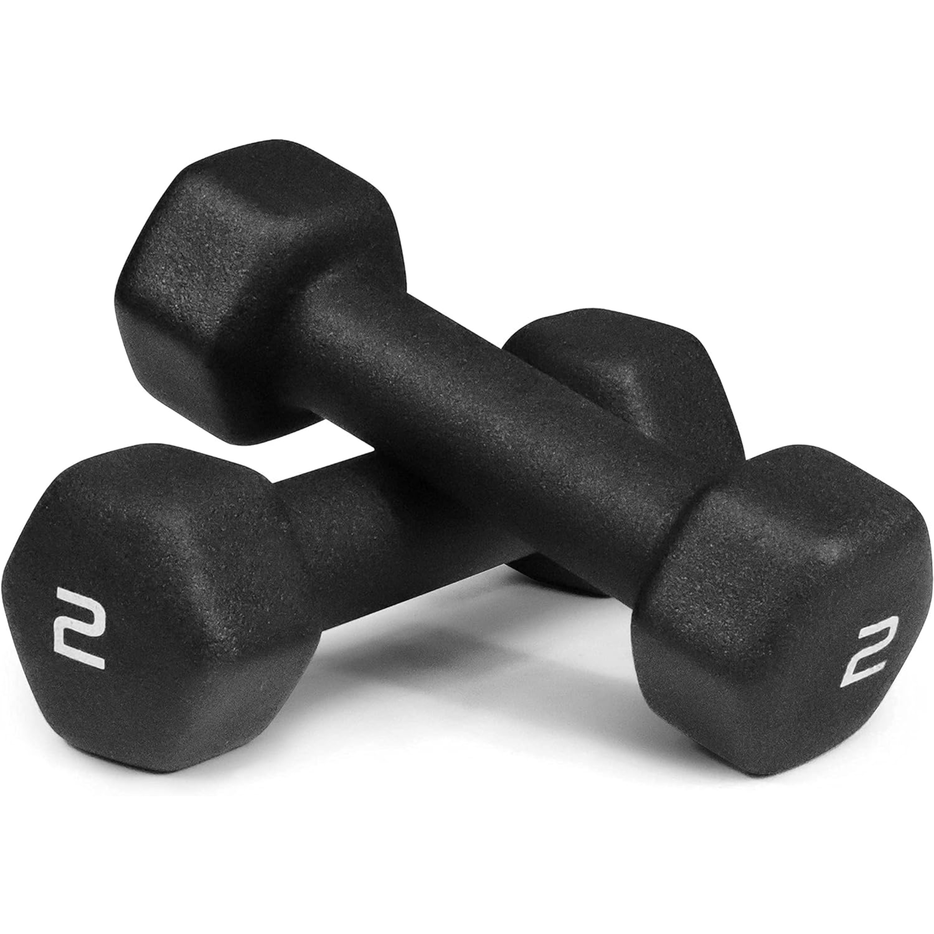 TEMU Black Neoprene Dumbbells, Non-slip & Hex Shape, Great For Strength Building & Weight Loss, Home Use And Small Studio, 2 Lb Pair