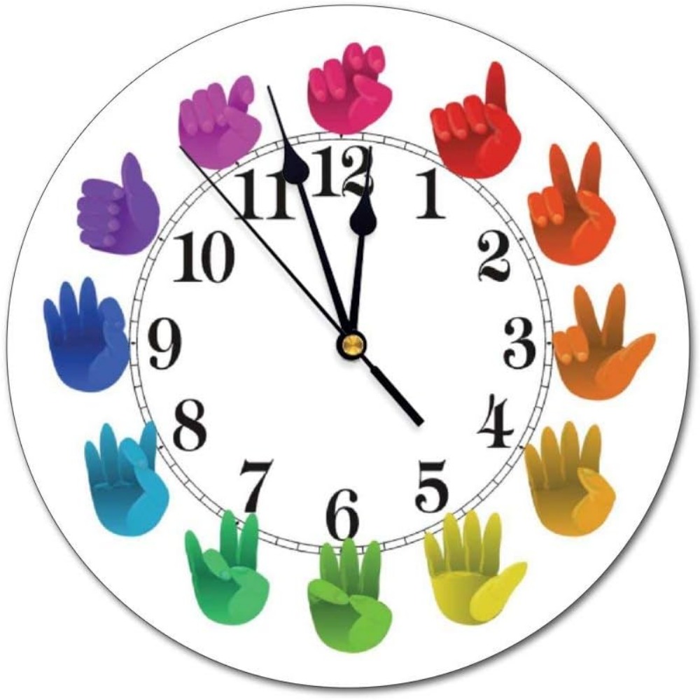 

Rainbow Color Sign Language Decorative Round Pvc Wall Clock For Home Office School - 9 Inch, Unique Gift Idea,gift For Him For Her