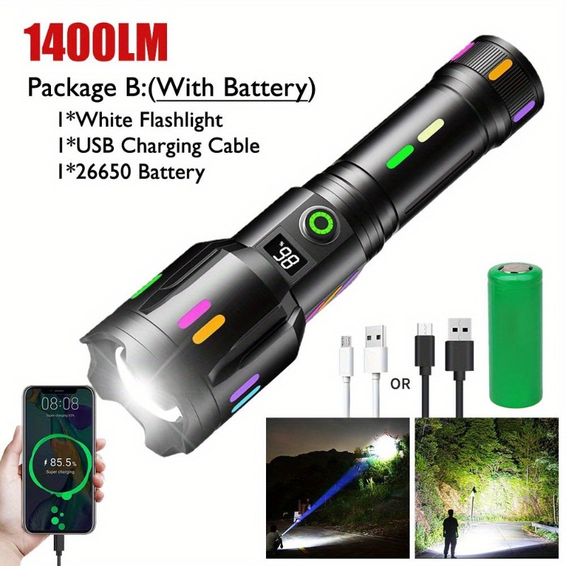 

Super Bright White Laser Strong Light Long-range Flashlight Digital Electroluminescent Fluorescent Strip Zoom Flashlight