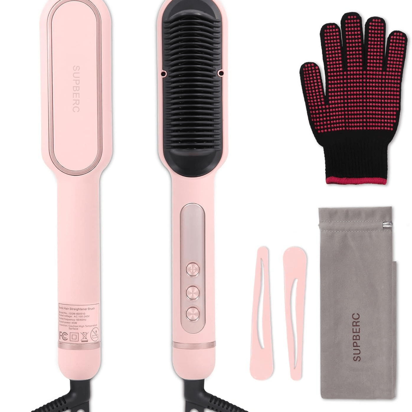 

Negative Ionic Hair Straightener Brush With 9 Temp Settings, 30s Fast Heating Hair Straightening Comb With Led Display, Anti-scald & Auto-shut Off Hair Brush Straightener For Women