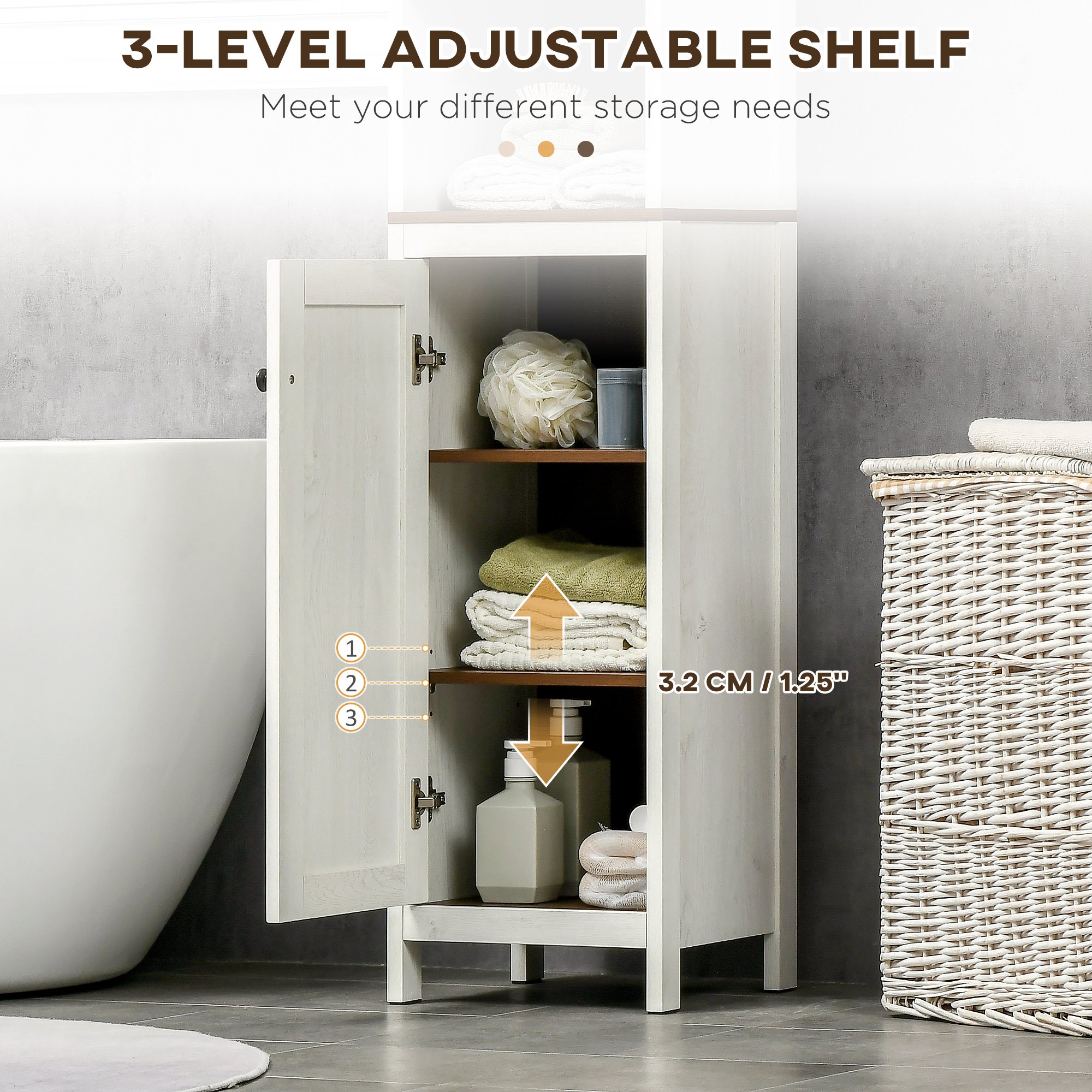 Tall Bathroom Storage Cabinet Freestanding Tower - Temu