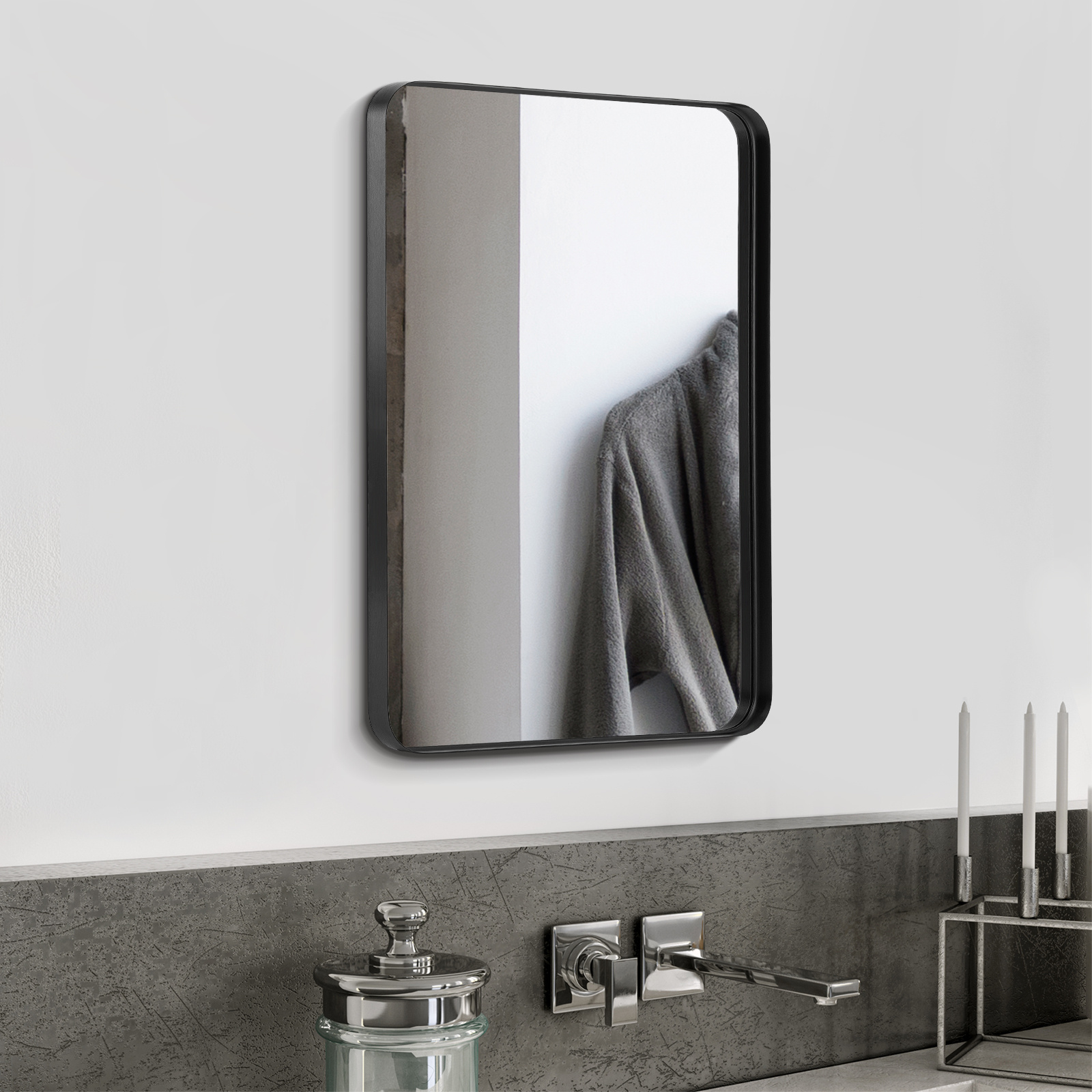 black bathroom vanity mirror wall metal framed wall mirror - Temu