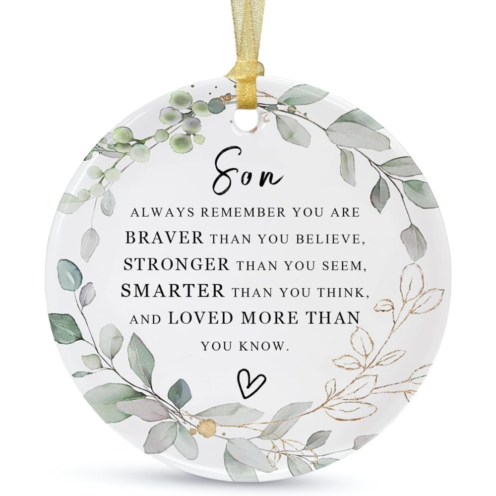 

Son Ornaments Gift From Parents 2024 Christmas Ornament For Son Forever Pendant From Mom Dadbest Son Ever Gift Ceramic Xmas Tree Decorations With Gift Box, Christmas Gifts, Best Friend Gift