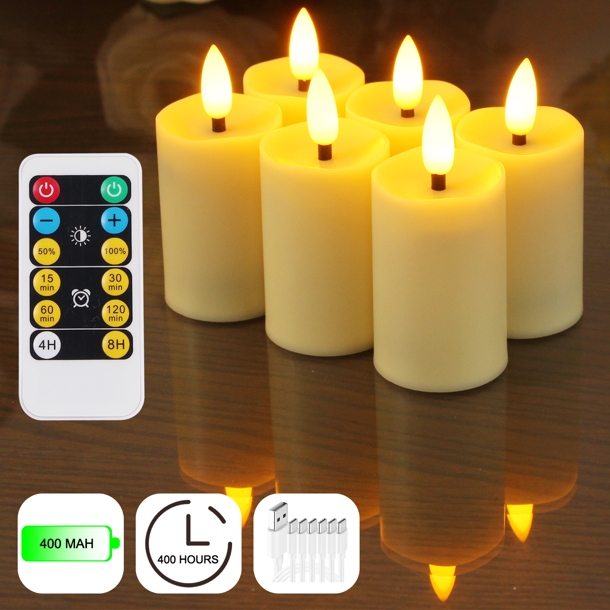 TEMU 6 Pack Rechargeable Flameless Votive Candles With Remote Control, Led Flickering Candles Votive Candles, Battery Candles Indoor Home Decor, Dia