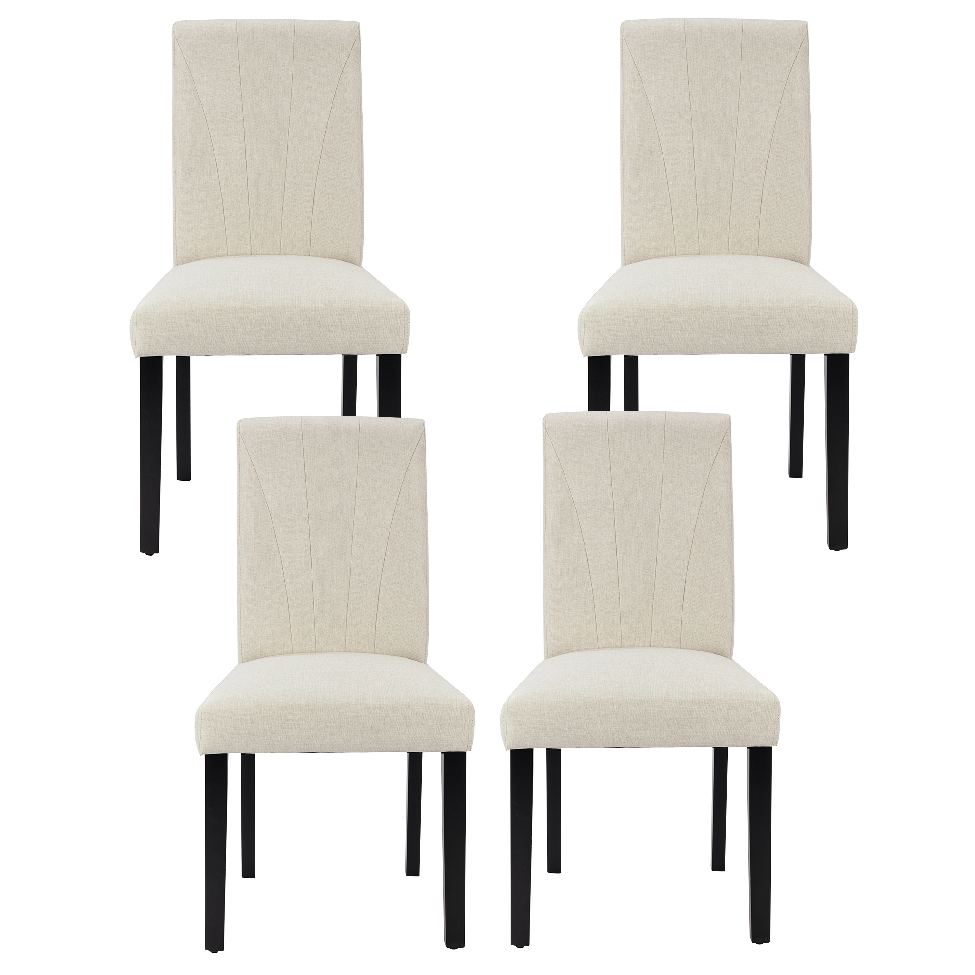 Set of 2/4/6 Modern Upholstered Dining Chairs with Wood Legs and High  Back for Home Room, Beige