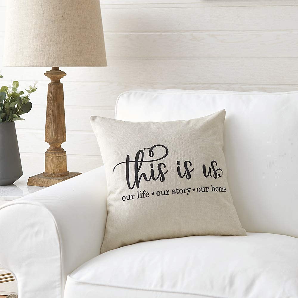 

1pc This Is Us Pillow Cover, Housewarming Gift Throw Pillow, Modern Farmhouse Pillow Case For Sofa Couch Home Decoration (excluding Pillow Core)