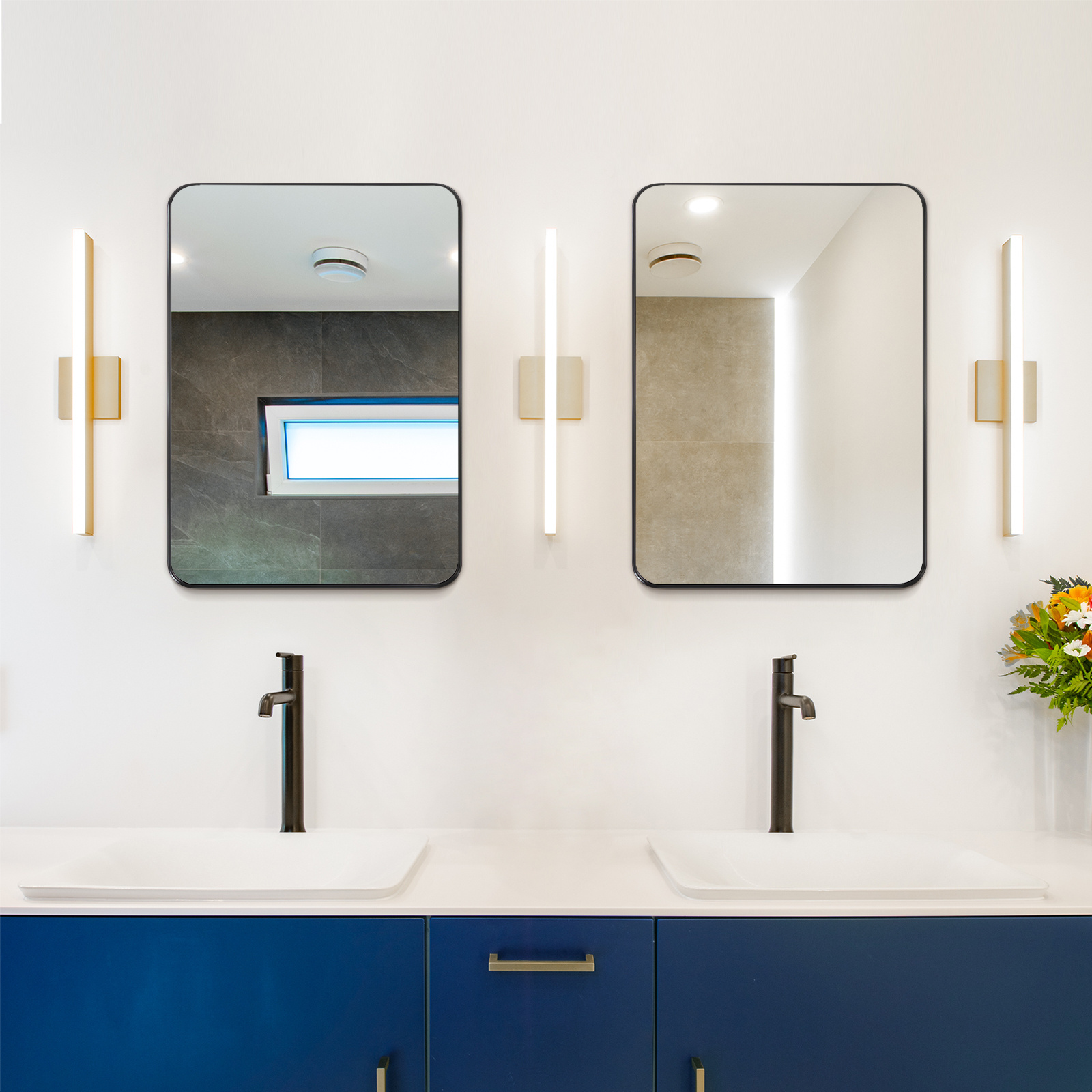 black bathroom vanity mirror wall metal framed wall mirror - Temu