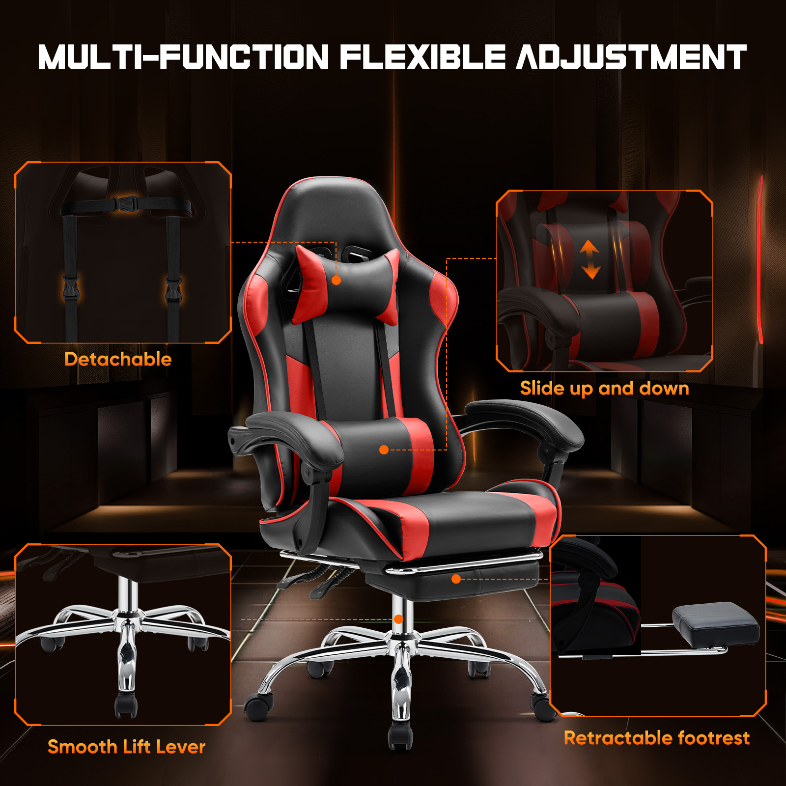 Adjustable Armrests Office Chair Video Game Gaming Chair Office
