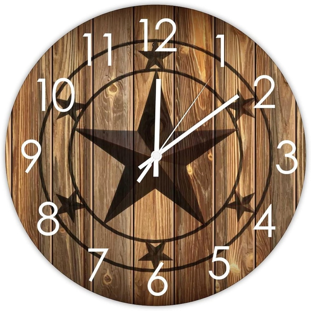 

Wall Clock Western Silent Battery Operated Rural Wood Clock Rustic Wall Decor For Bedroom Living Room Beach House Garden Deck, Birthday Gifts,boyfriend Gift,gift For Best Friend