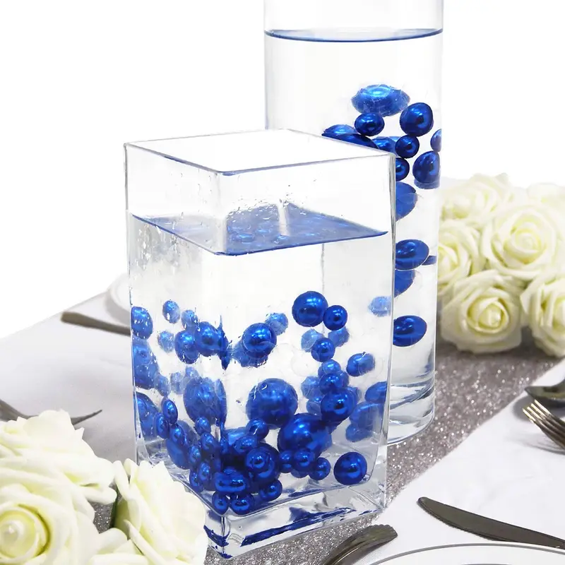 110 PCS Navy Blue Floating Beads For Centerpieces - Decorative Pearls For Vase Fillers With Water Gel, Wedding & Home Decor